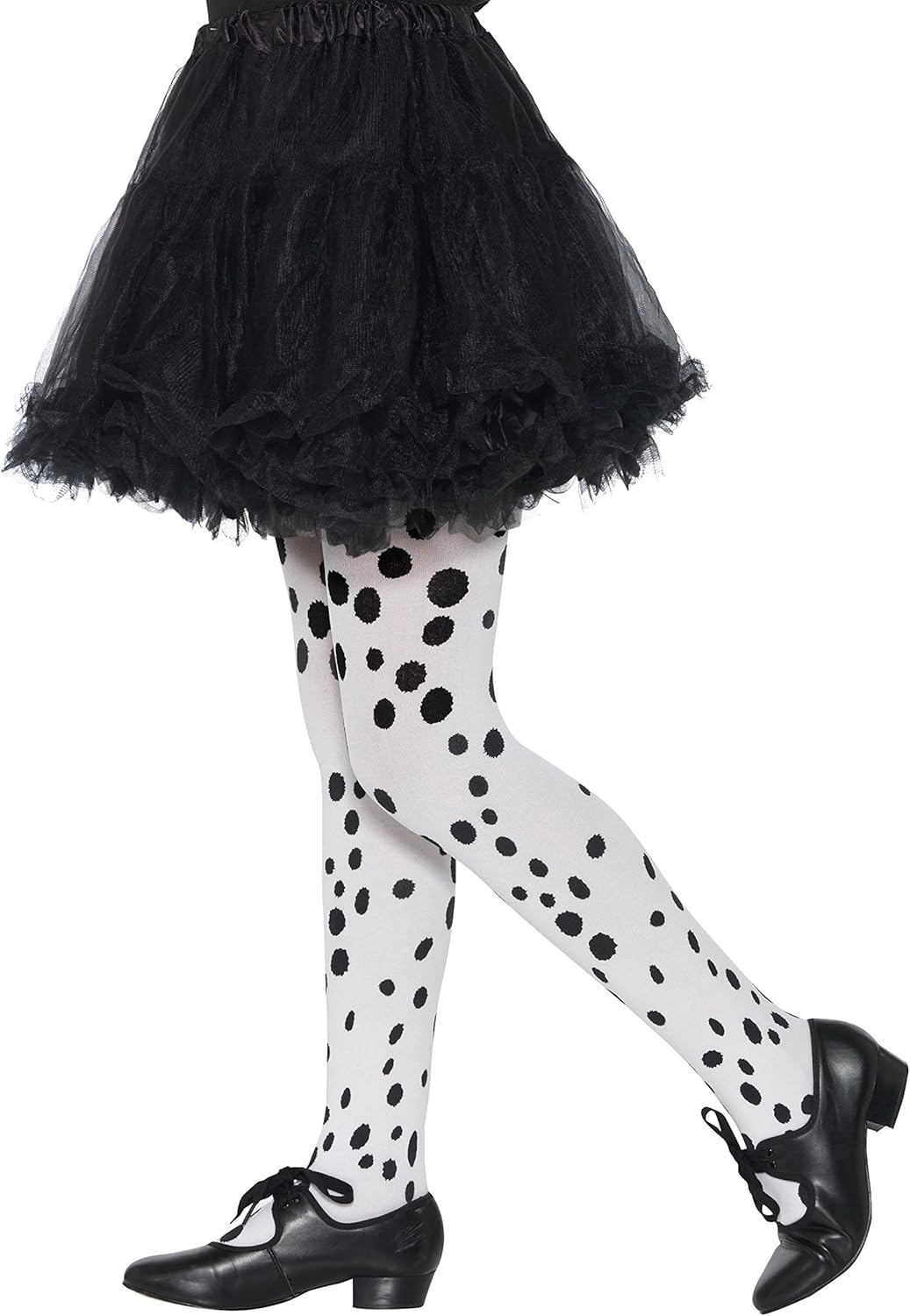 Smiffys Dalmatian Print Tights for Children, Black/White, One Size