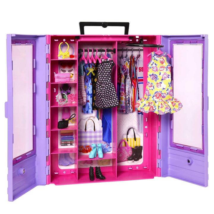 Barbie Fashionistas Ultimate Closet and Doll Playset with 3 Outfits, 6 Hangers, and 15 Accessories (HJL66)