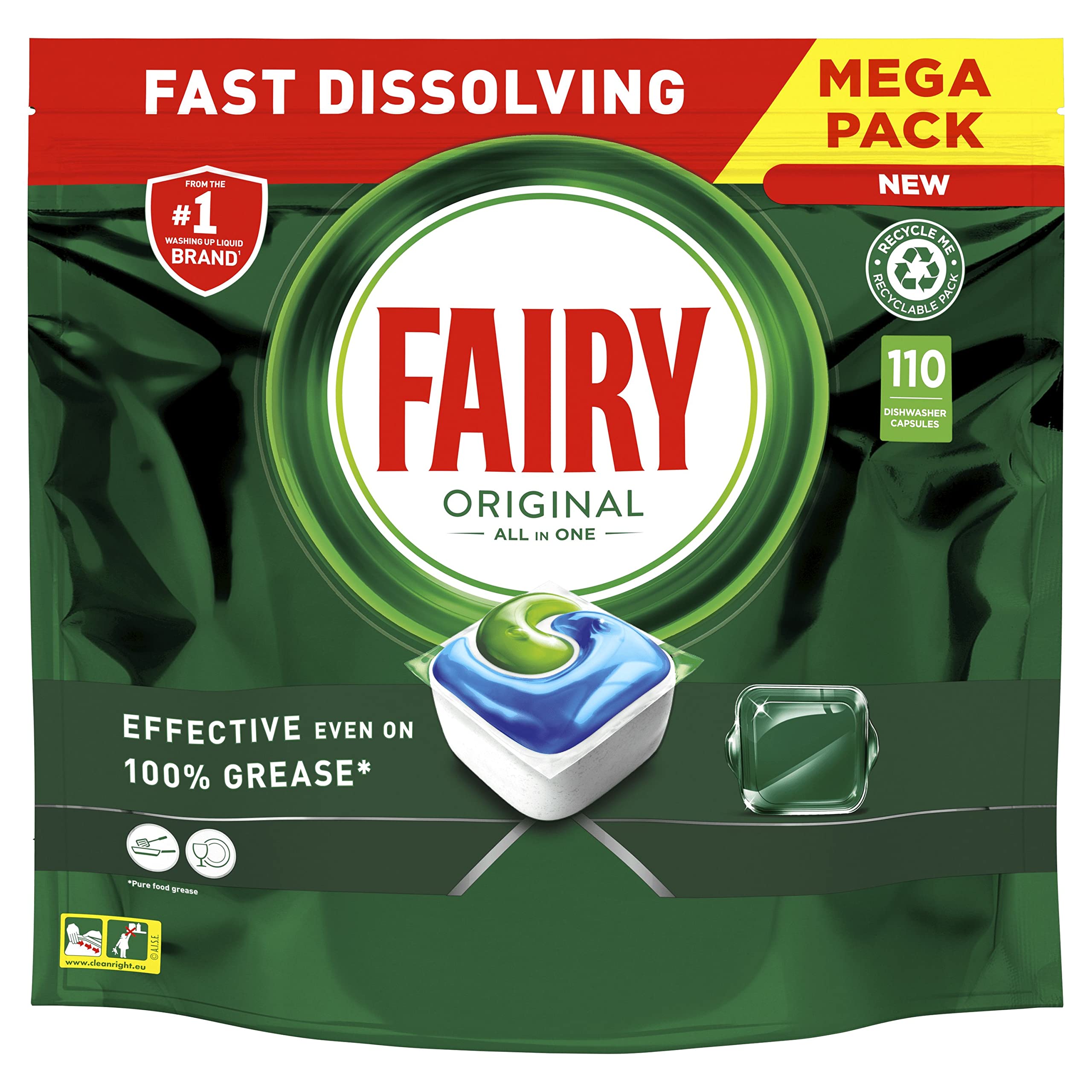 UINCLU Fairy Original All in One Dishwasher Detergent Tablets, Original Scent, 110 Count 1