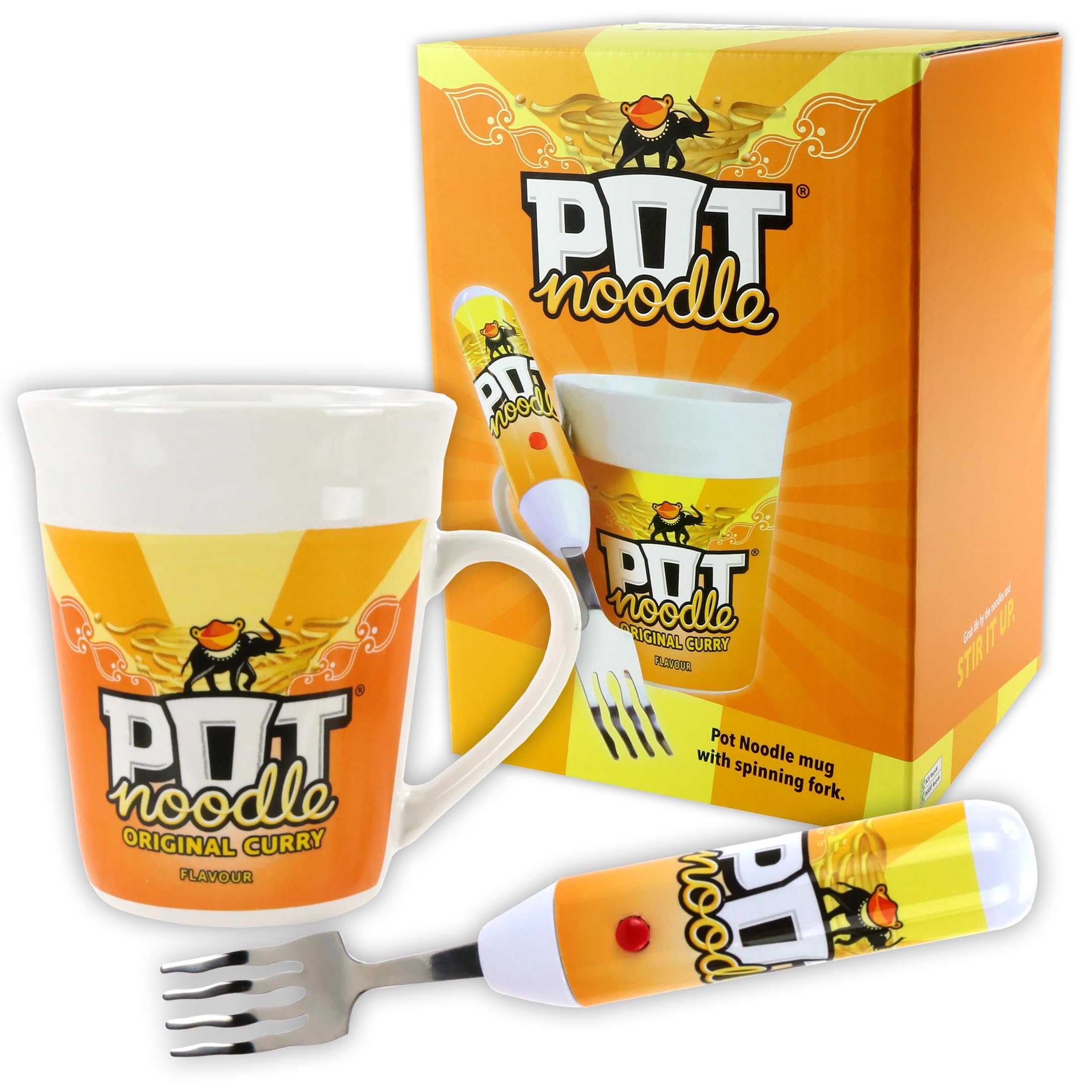 Kimm & Miller Pot Noodle Gift Set with Spinning Fork & Mug - Original Curry Novelty 10