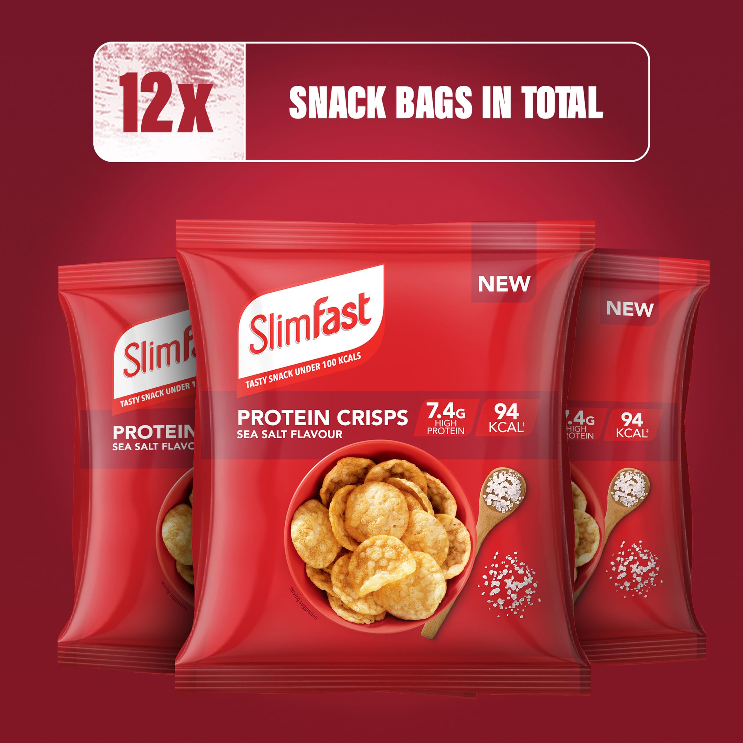 SlimFast Protein Crisps Sea Salt, 94 Calories & 7.4g Protein, Low-Calorie Snack, 12 x 23g Multipack 5
