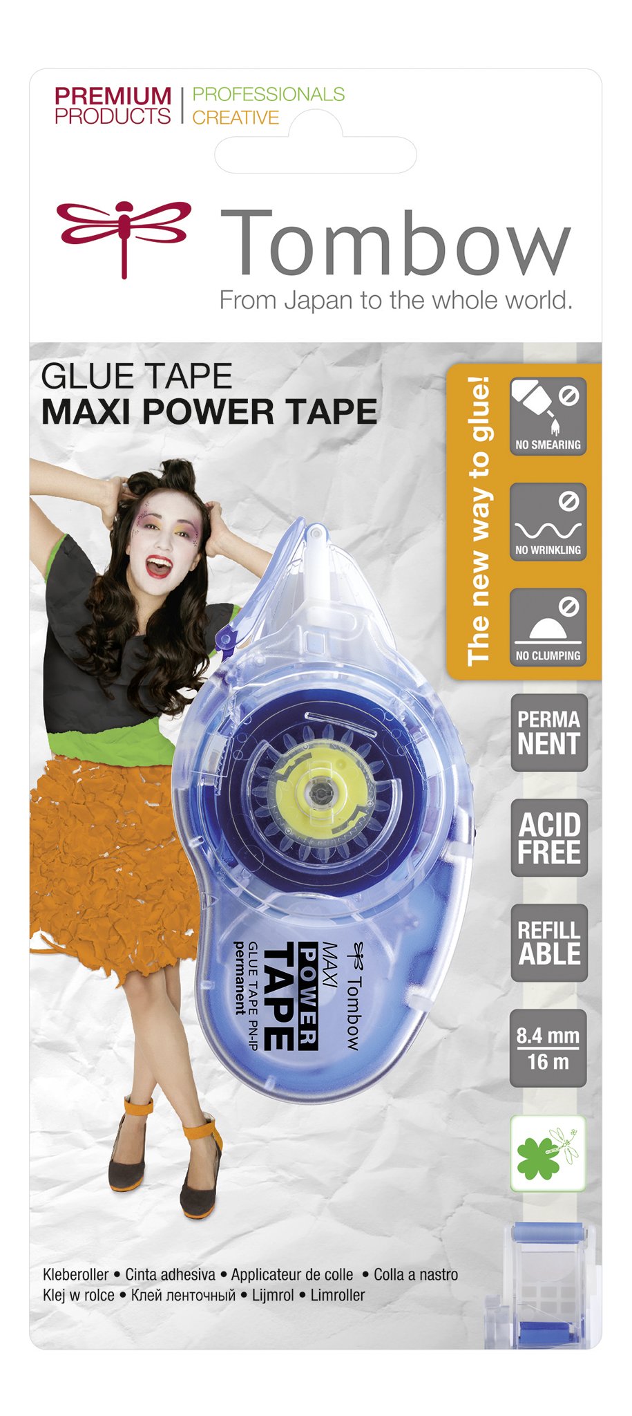 Tombow Maxi Power Tape Refillable Adhesive Roller - 8.4 mm x 16 m, Transparent