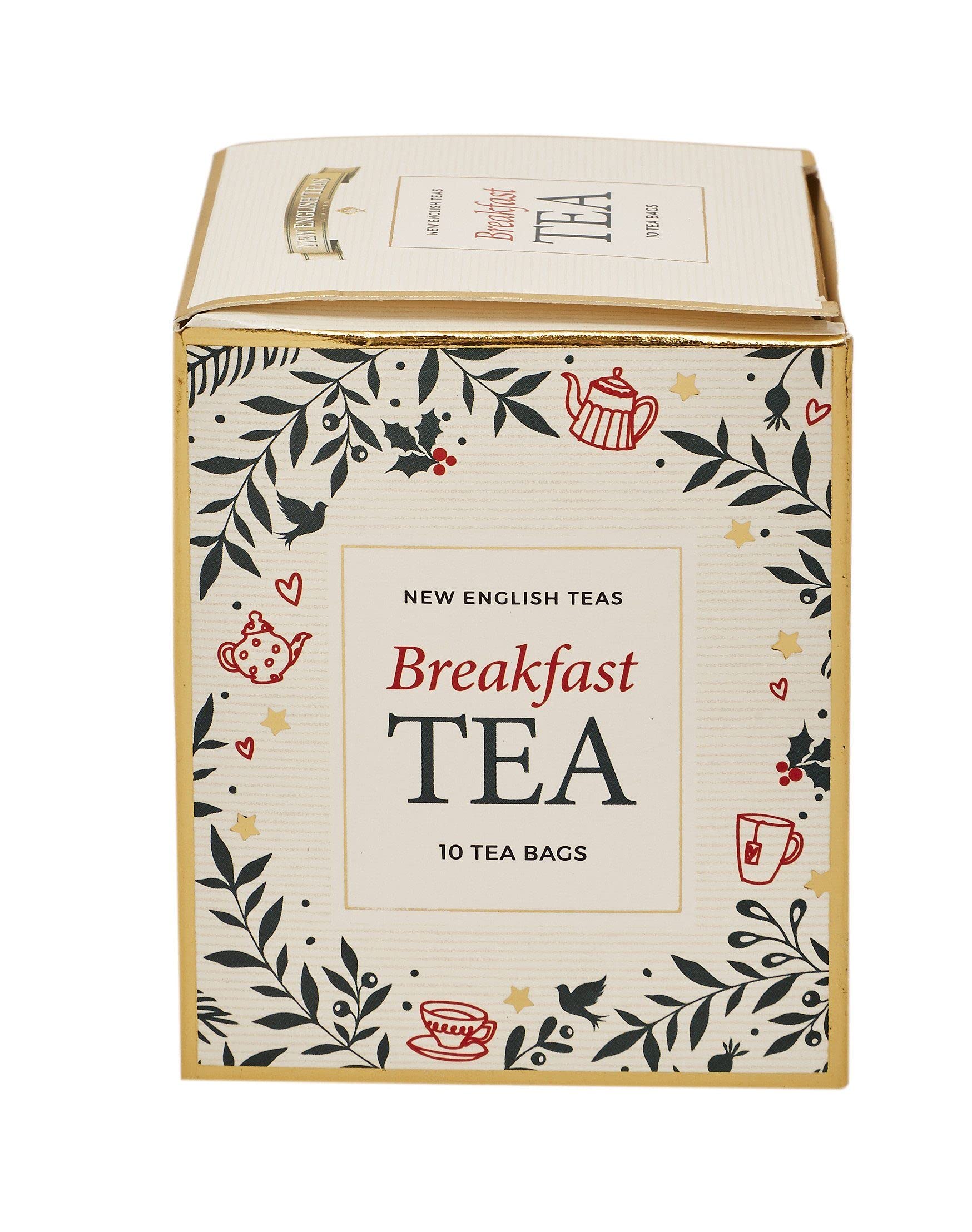 New English Teas White Christmas Tea Gift Box with 10 English Breakfast Teabags