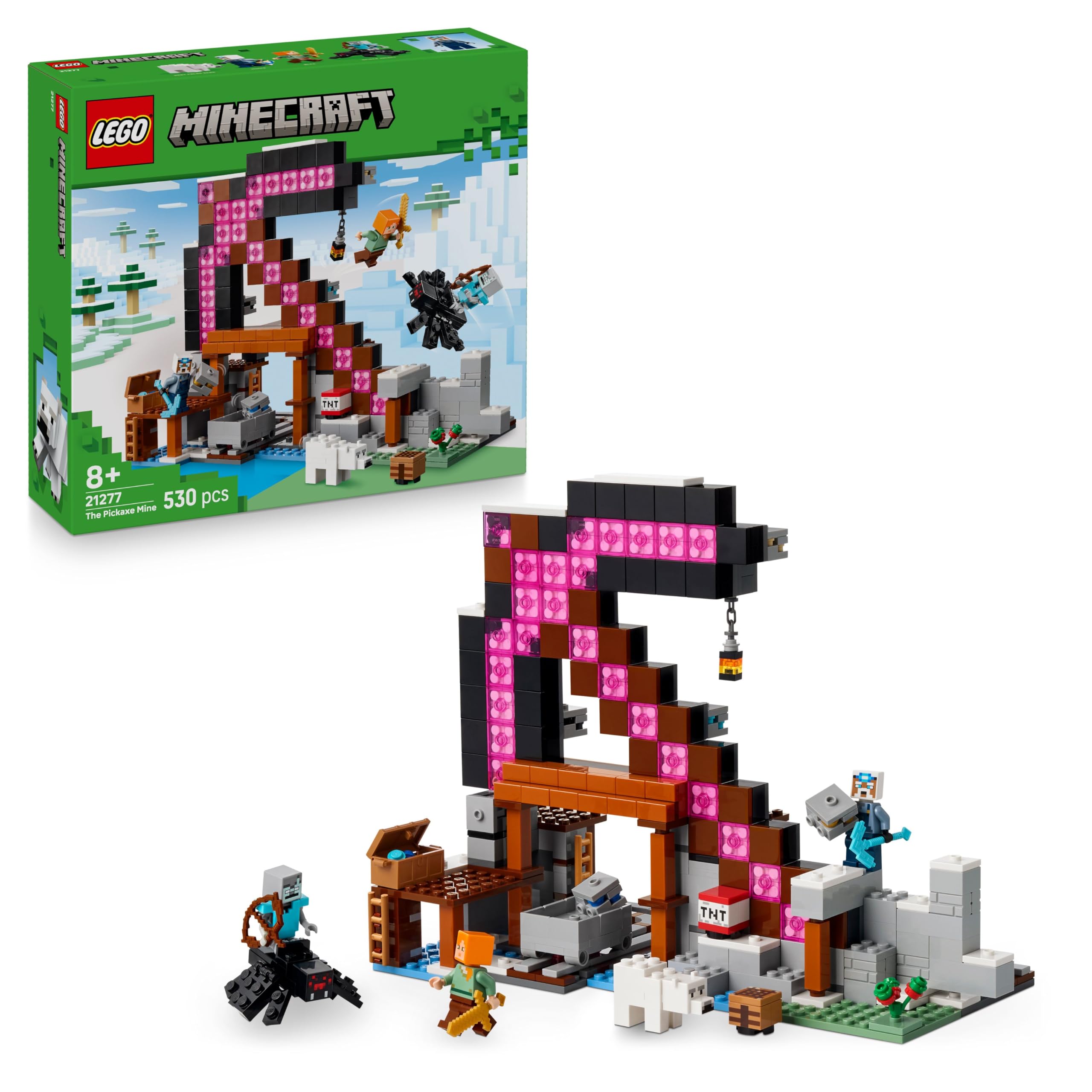LEGO Minecraft The Pickaxe Mine Building Set 21277 | Ages 8+ | Includes Alex & Spider Jockey 1