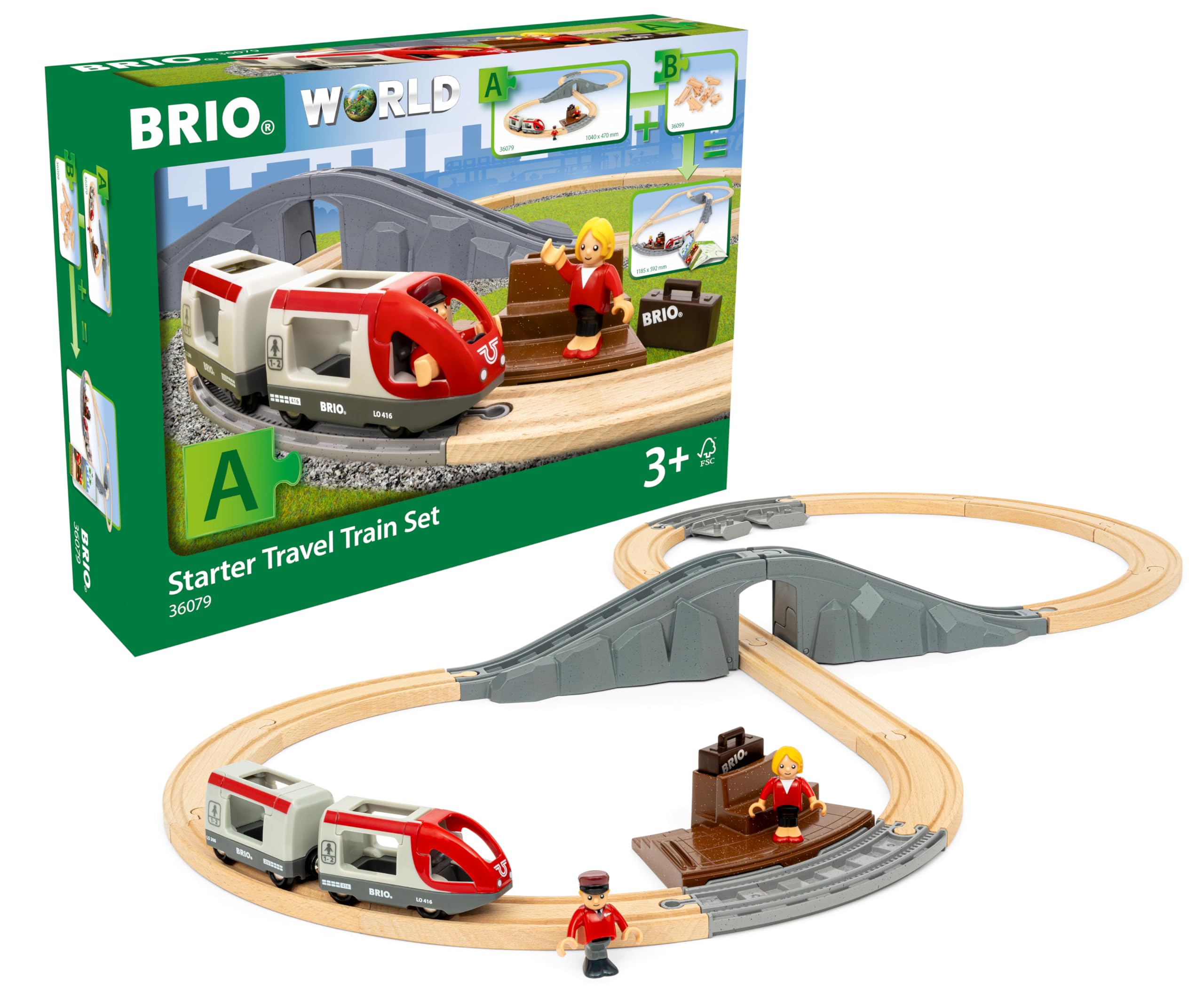 BRIO World Starter Set Travel Toy Train Set - 22 Pieces, Wooden, Ages 3+ | Model 63607900 1