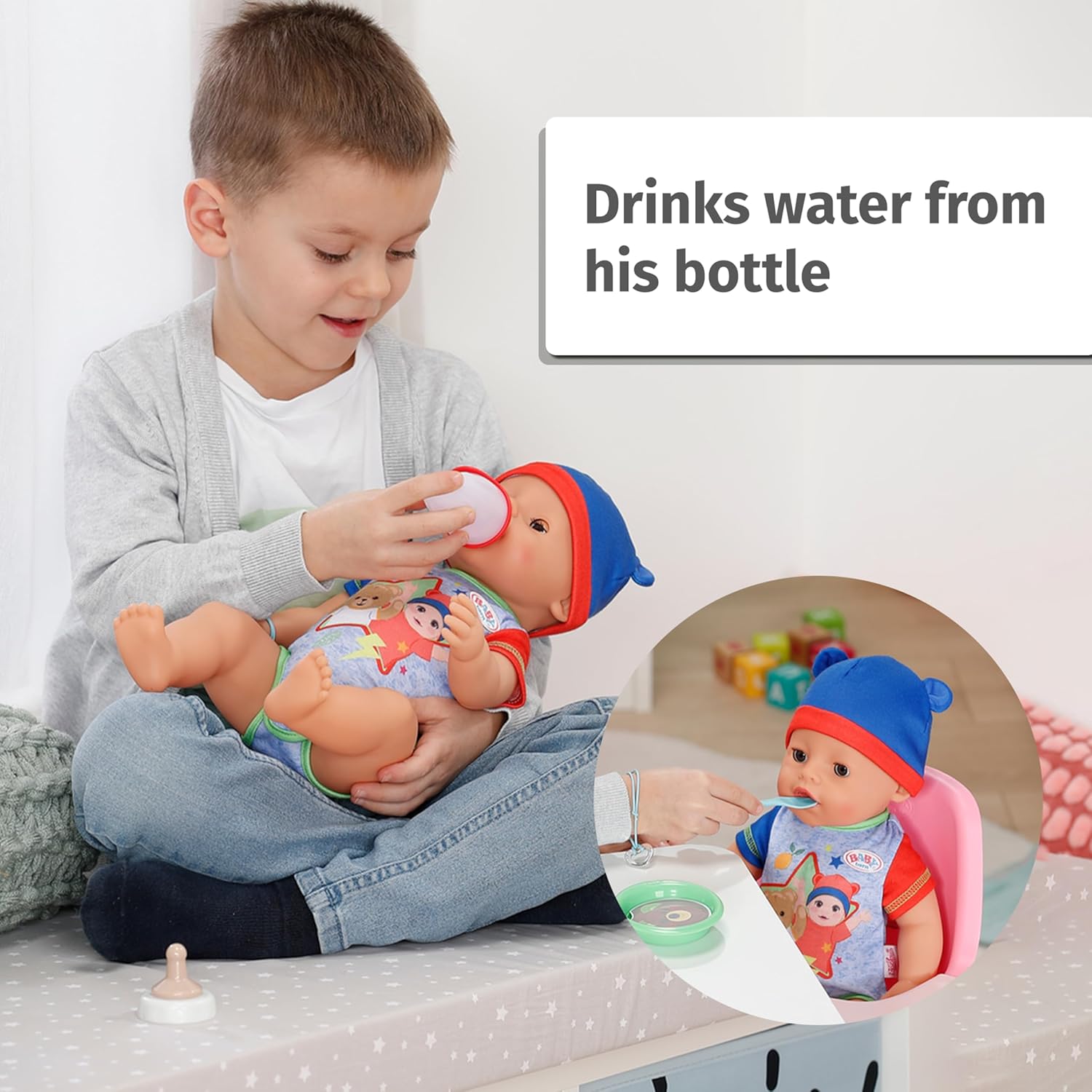 BABY born Jonas Baby Doll with 10 Functions & Accessories - 43cm Interactive Doll for Kids 9