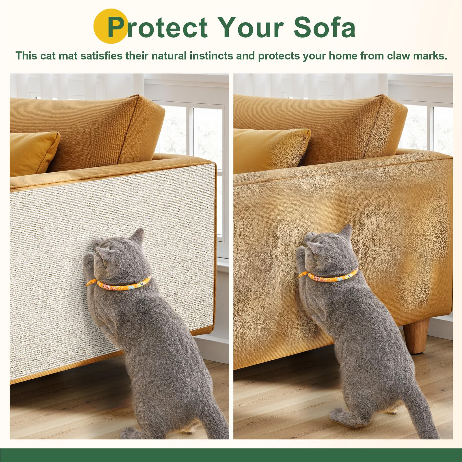 Gimars Self-Adhesive Cat Scratching Mat - 200 x 40cm | Thickened Polyester | DIY Cuttable 5