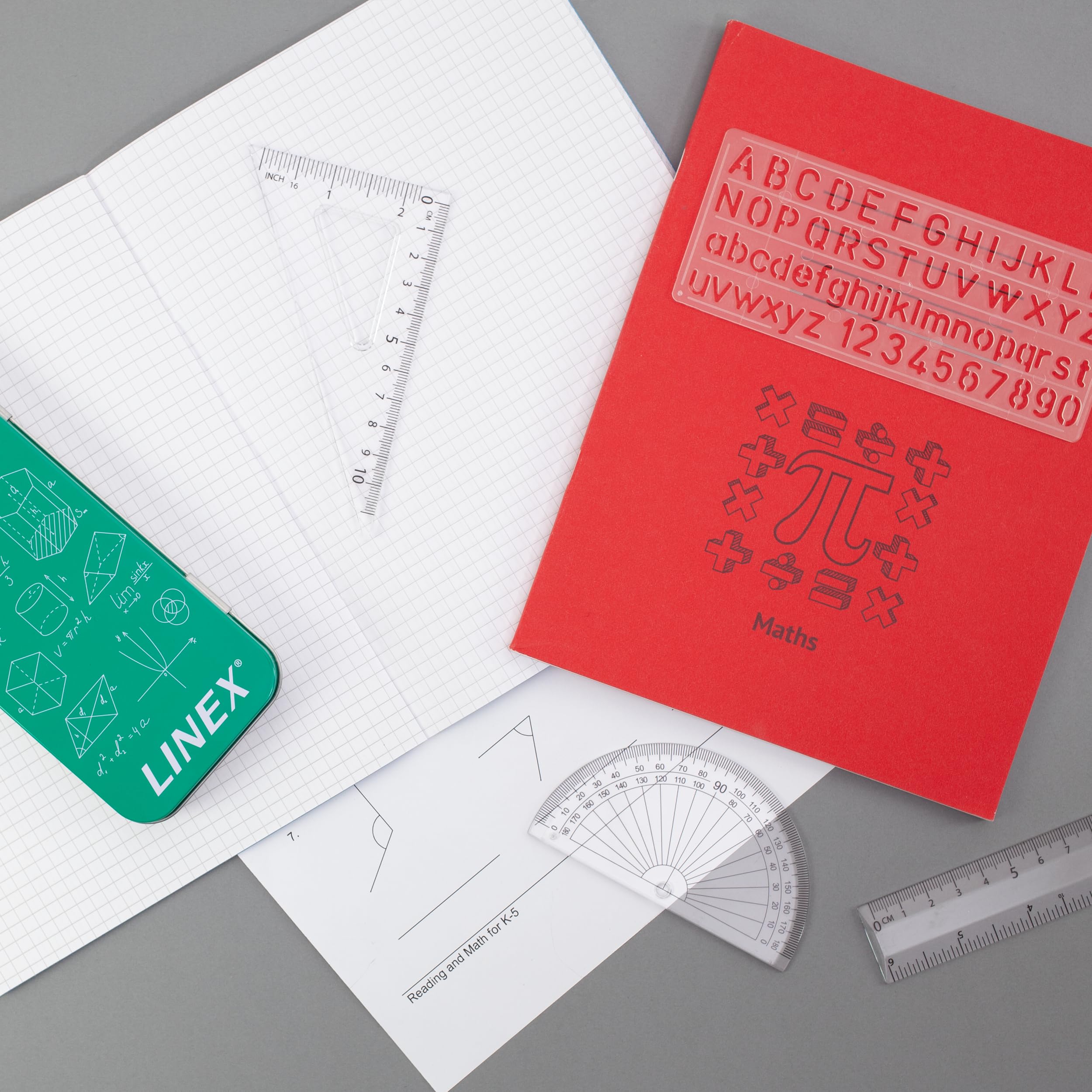 Linex Geometry Set for Students - 10 Pieces in Metal Tin | Compass, Protractor, Ruler 6