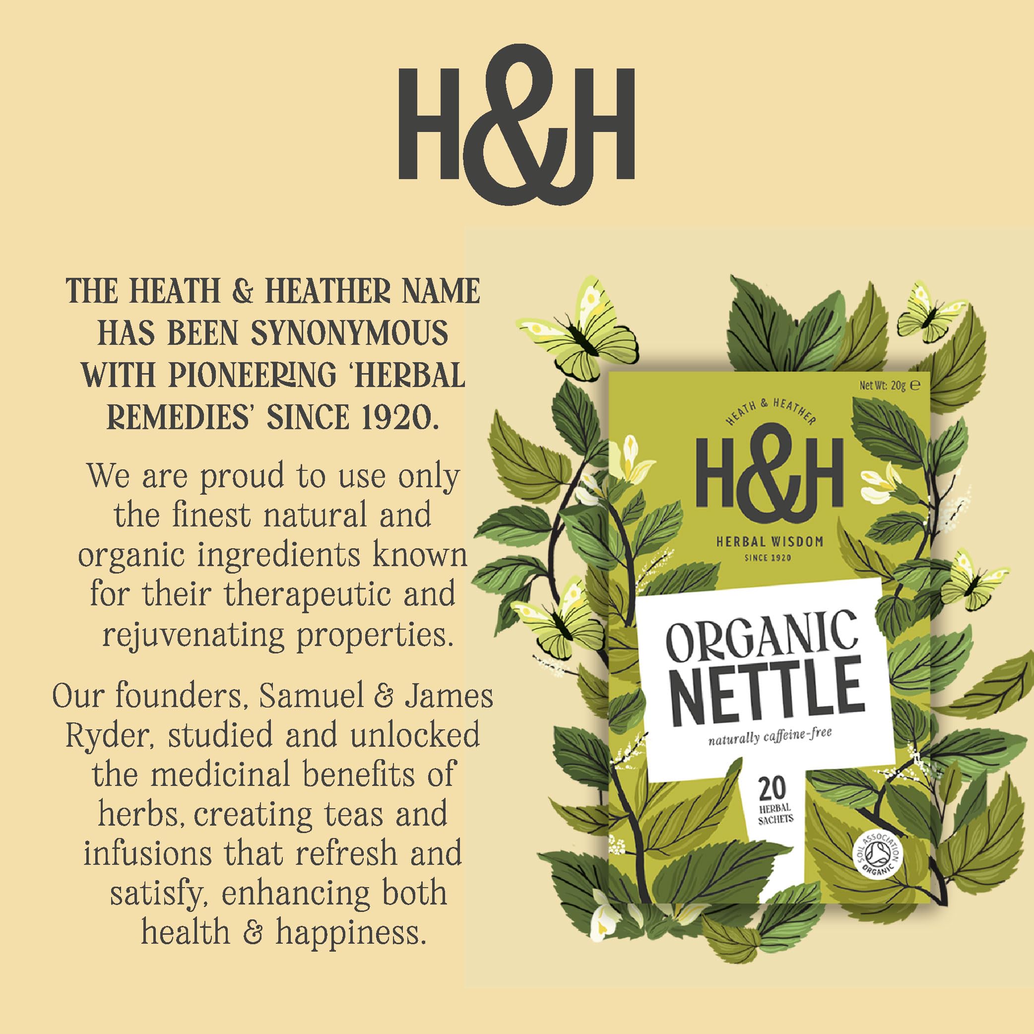 Heath & Heather Organic Nettle Teabags (Pack of 6, 120 Total) - Soil Association Certified Herbal Tea 7