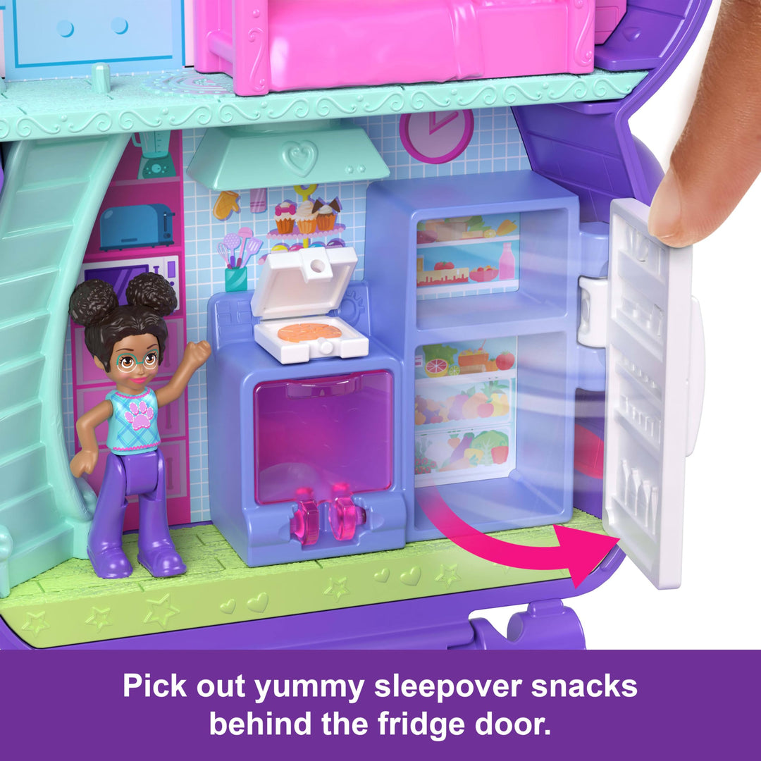 Polly Pocket Sleepover Puppy Compact Playset - 10 Accessories & 2 Pet Dogs, Ages 4+