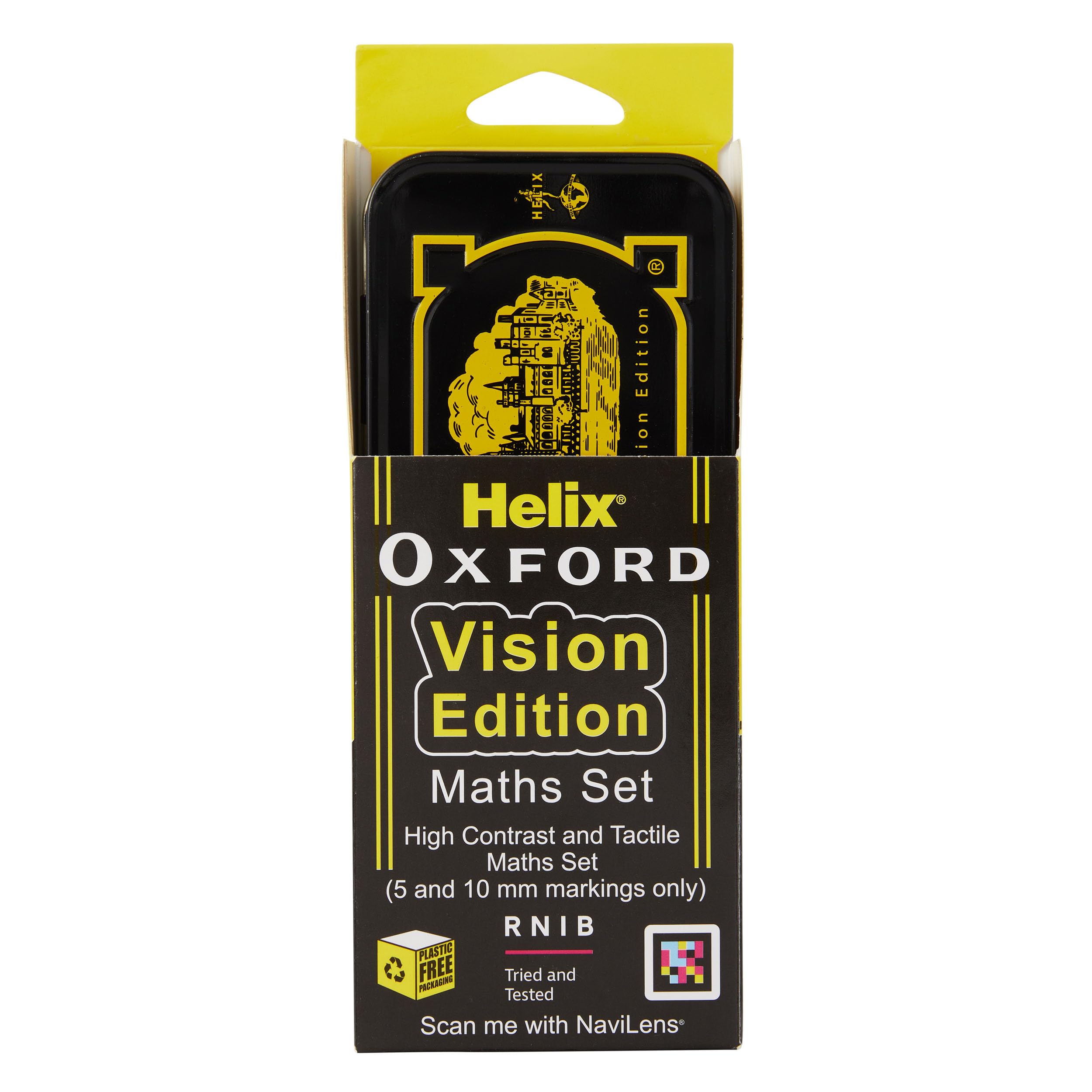 Helix Oxford Vision Maths Set - RNIB Accredited, High Contrast Yellow/Black, Pack of 1 1