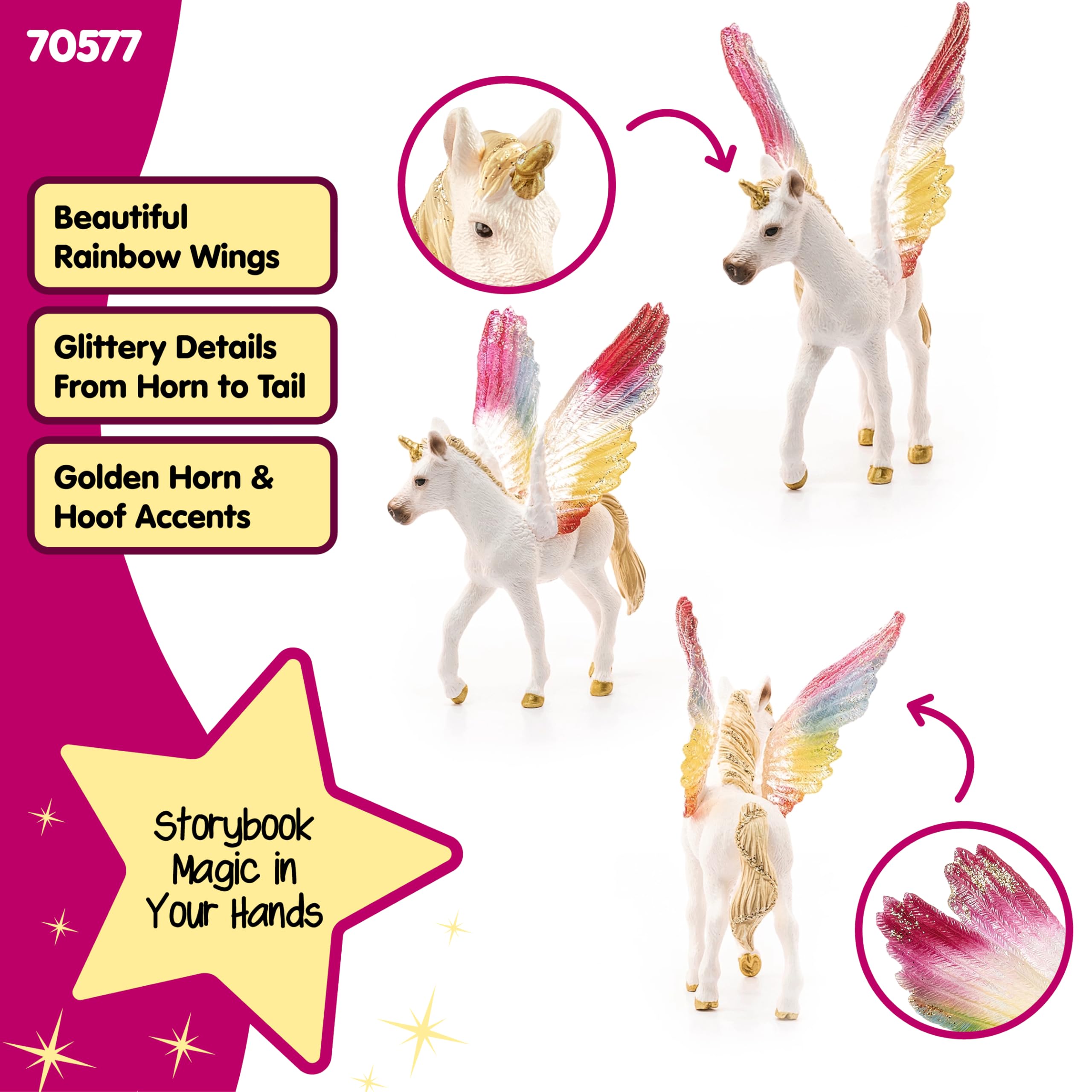 Schleich 70577 Winged Rainbow Unicorn Foal - Fantasy Toy Figurine | Ages 5-12