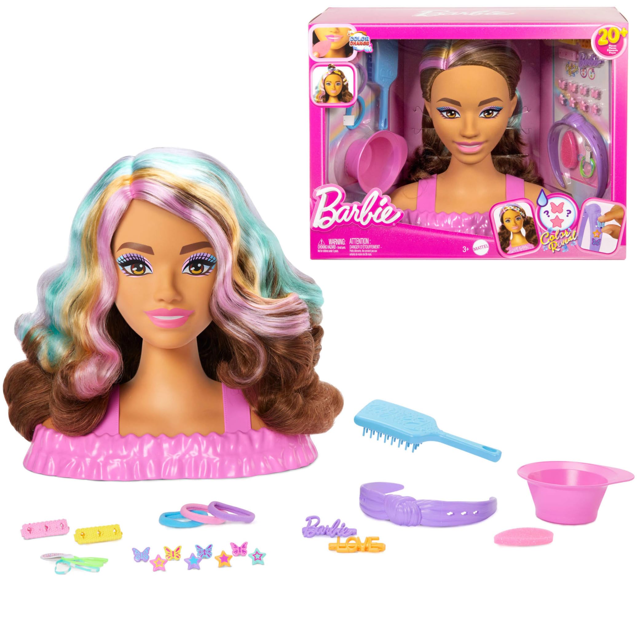 Barbie Styling Head - Dark Brown Hair with 20+ Accessories | Age 3+ | Pink 1