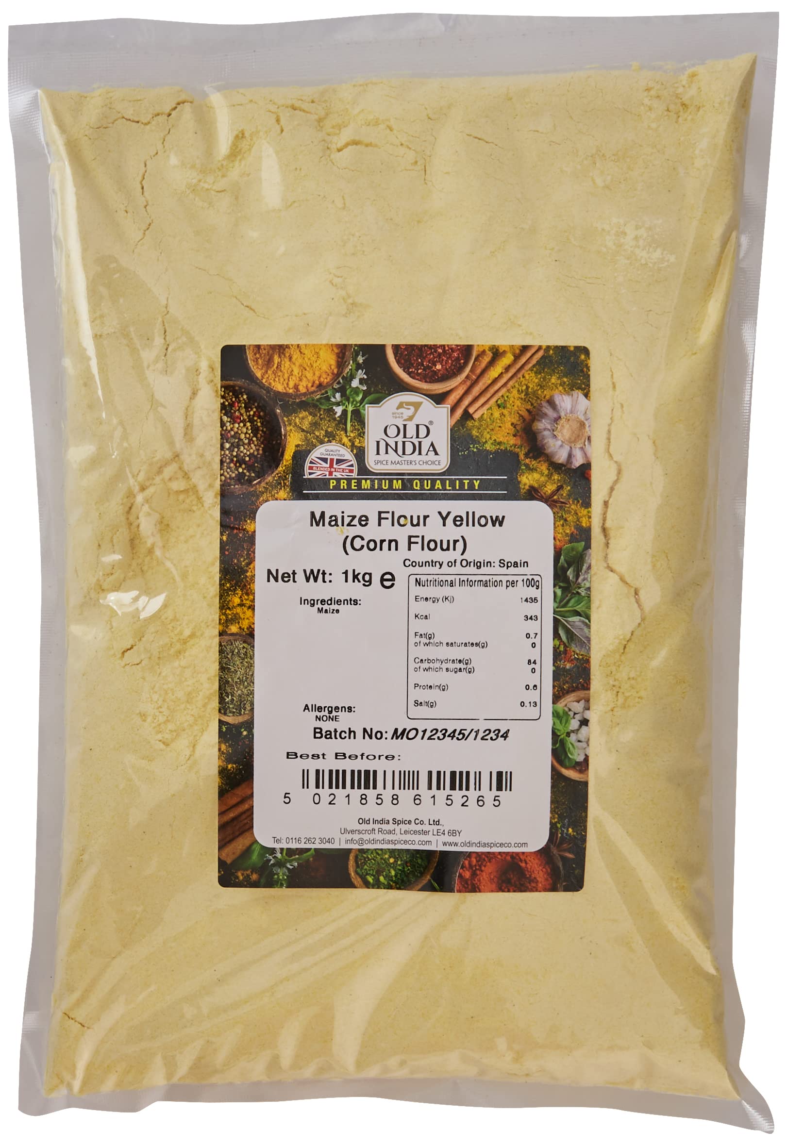 Old India Maize Flour Yellow (Cornflour) - 1kg Natural, GMO Free 1