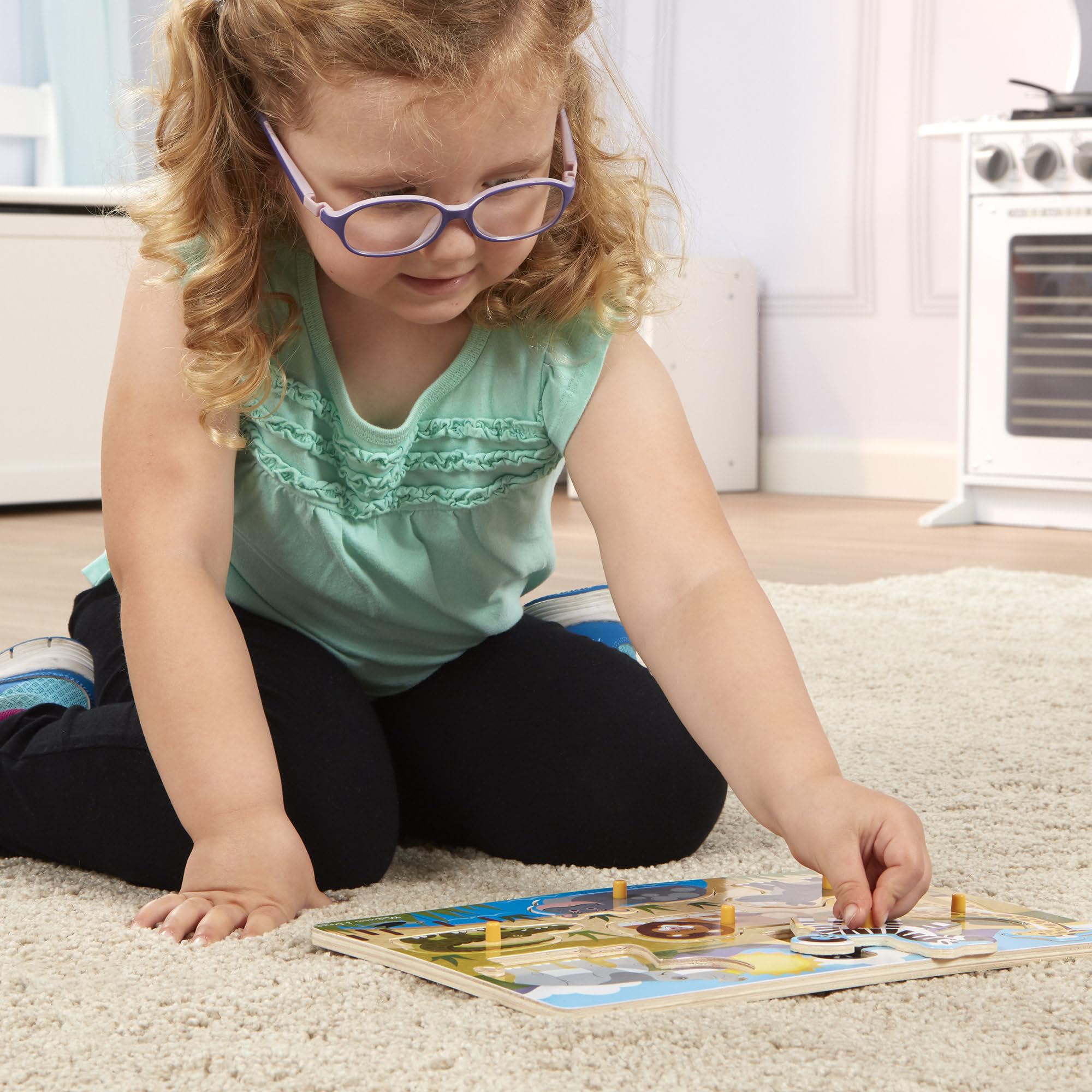 Melissa & Doug Safari Wooden Peg Puzzle - 7 Pieces | Ages 2-4 Years | Wood 2