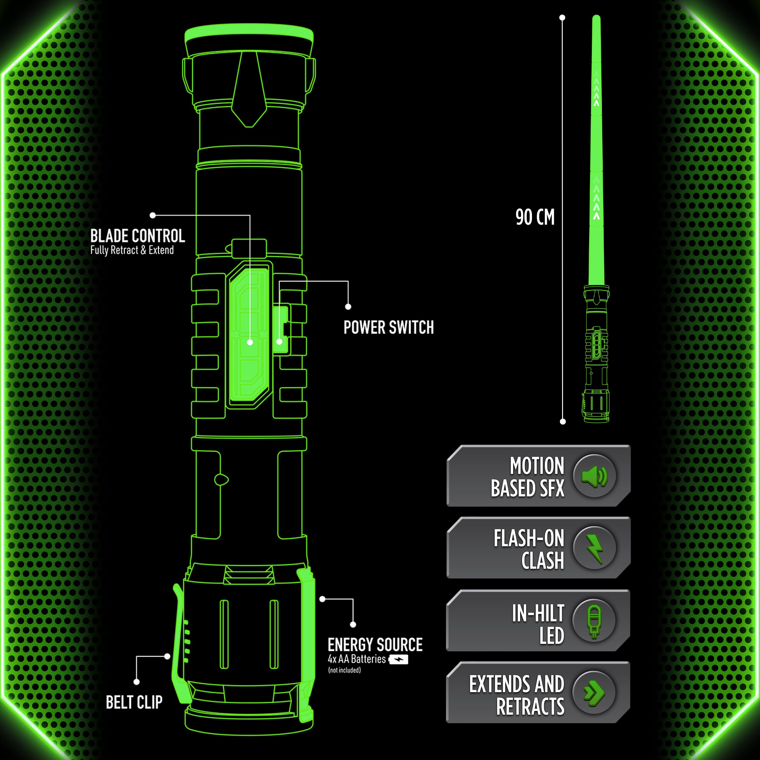 Power Saber Green Auto Extending LED Energy Blade | Motion SFX | Extends to 35''/90cm 8