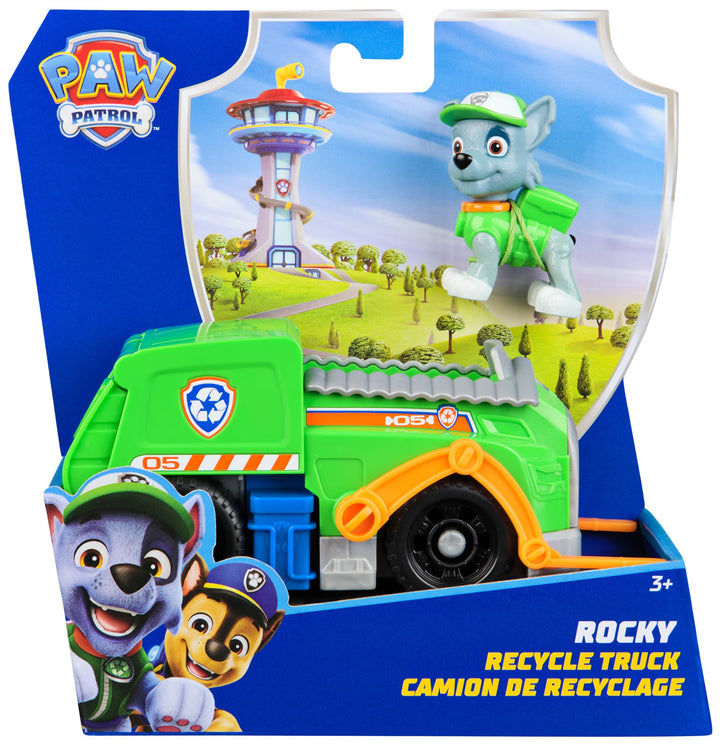 Paw Patrol Rocky's Recycling Lorry - Toy Vehicle with Collectible Action Figure for Kids 3+