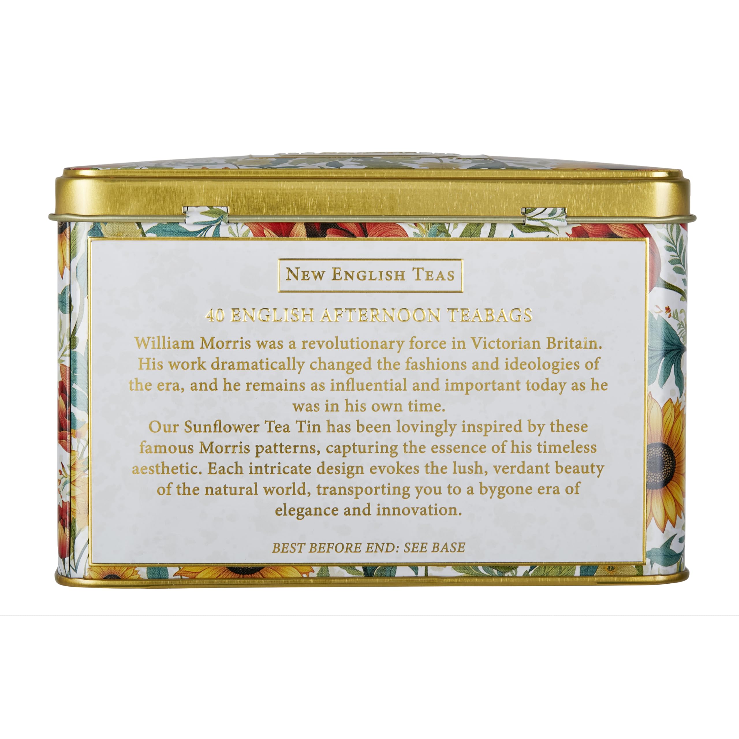 New English Teas - Victorian Sunflower Tea Tin with 40 English Afternoon Teabags 11