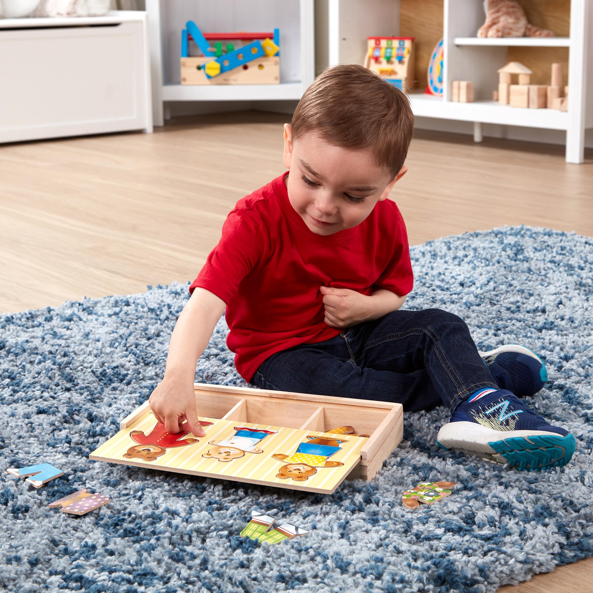 Melissa & Doug Bear Family Dress-Up Puzzle - Wooden Mix-and-Match Playset for Ages 3-6 8