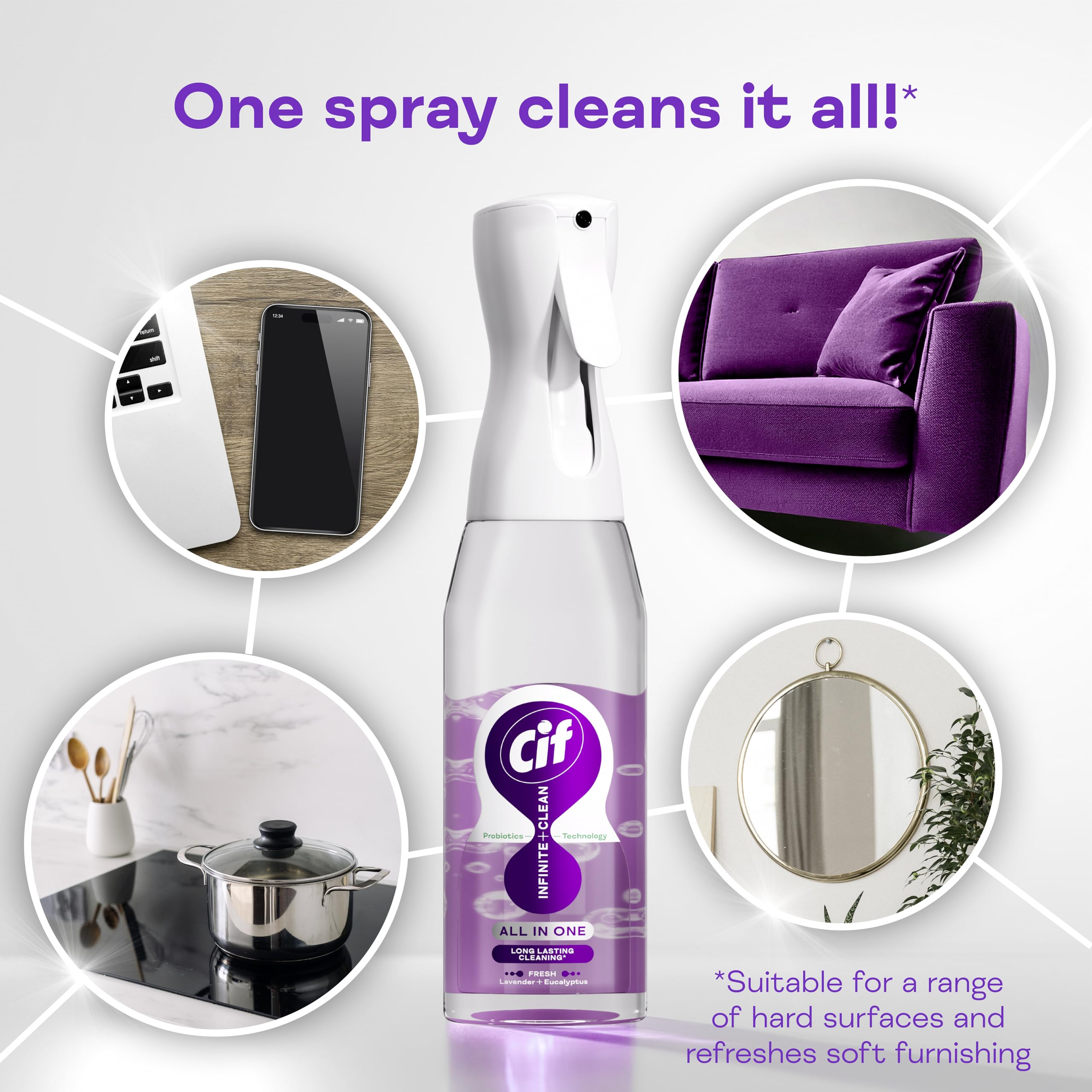 Cif Infinite Clean All-Purpose Cleaner - Lavender & Eucalyptus Scent | 590ml Reload Pack