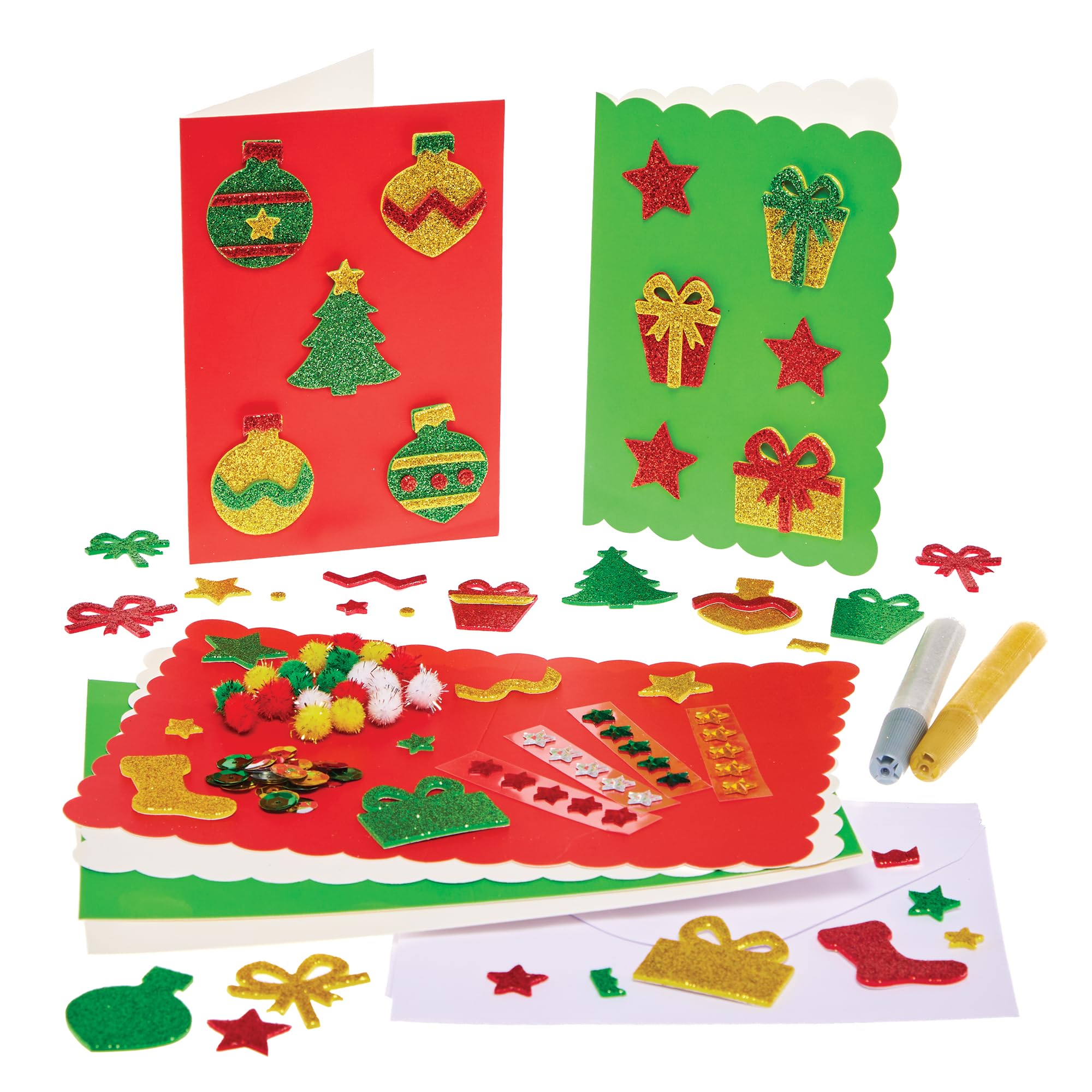 Baker Ross FX892 Christmas Card Making Kit - Craft Kit with Glitter, Stickers & Envelopes 5