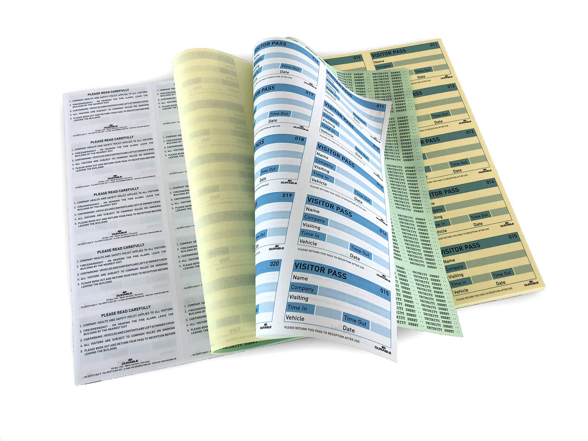 Durable Visitor Book Refill Pack - 100 Perforated GDPR Compliant Badge Inserts | 90 x 60 mm 3