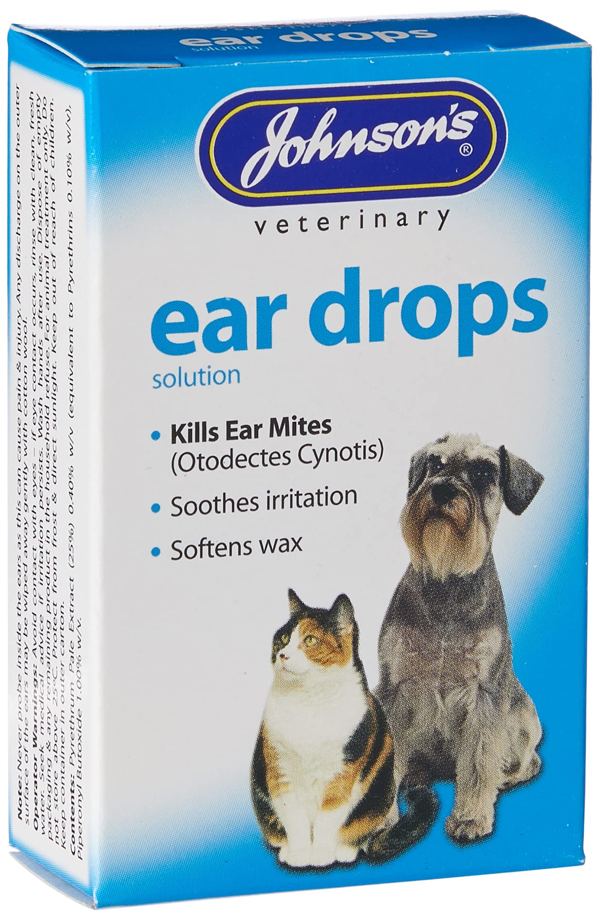 Johnsons Veterinary Products Ear Drops for Cats and Dogs | Kills Ear Mites | 15 ml