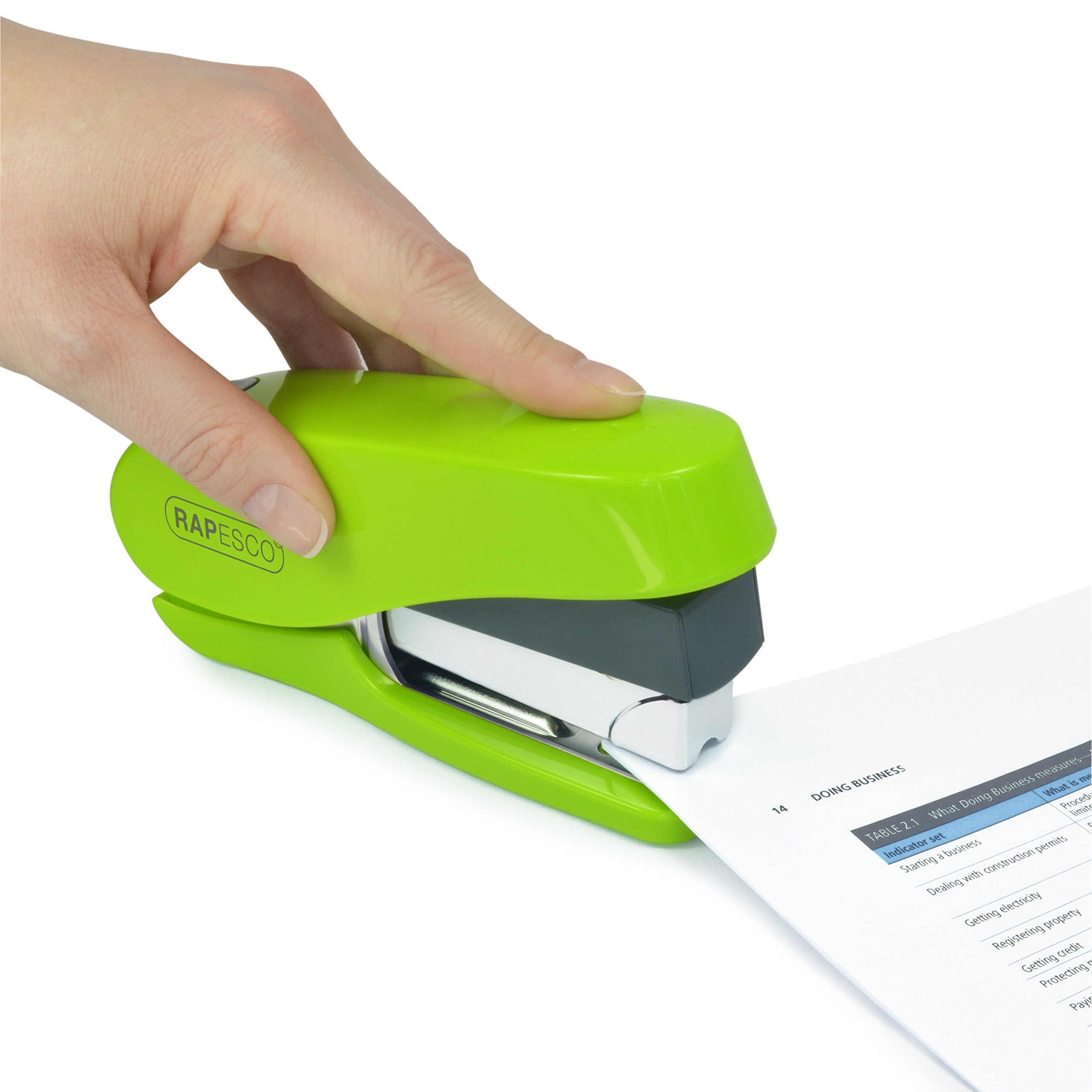 Rapesco Luna Less Effort Desktop Stapler - 50 Sheet Capacity, Half Strip, Green 2