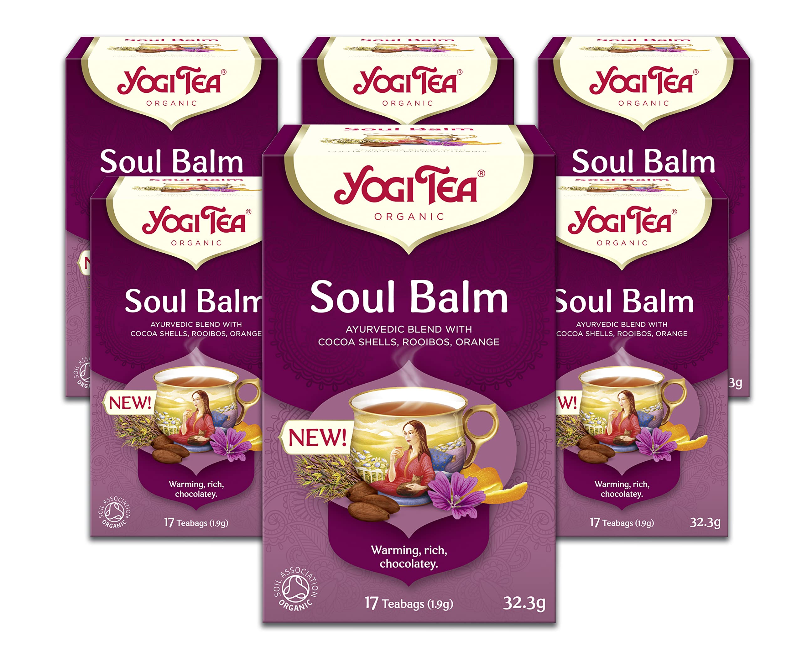 YOGI TEA Soul Balm Organic Herbal Tea with Cocoa Shells & Rooibos, 102 Teabags