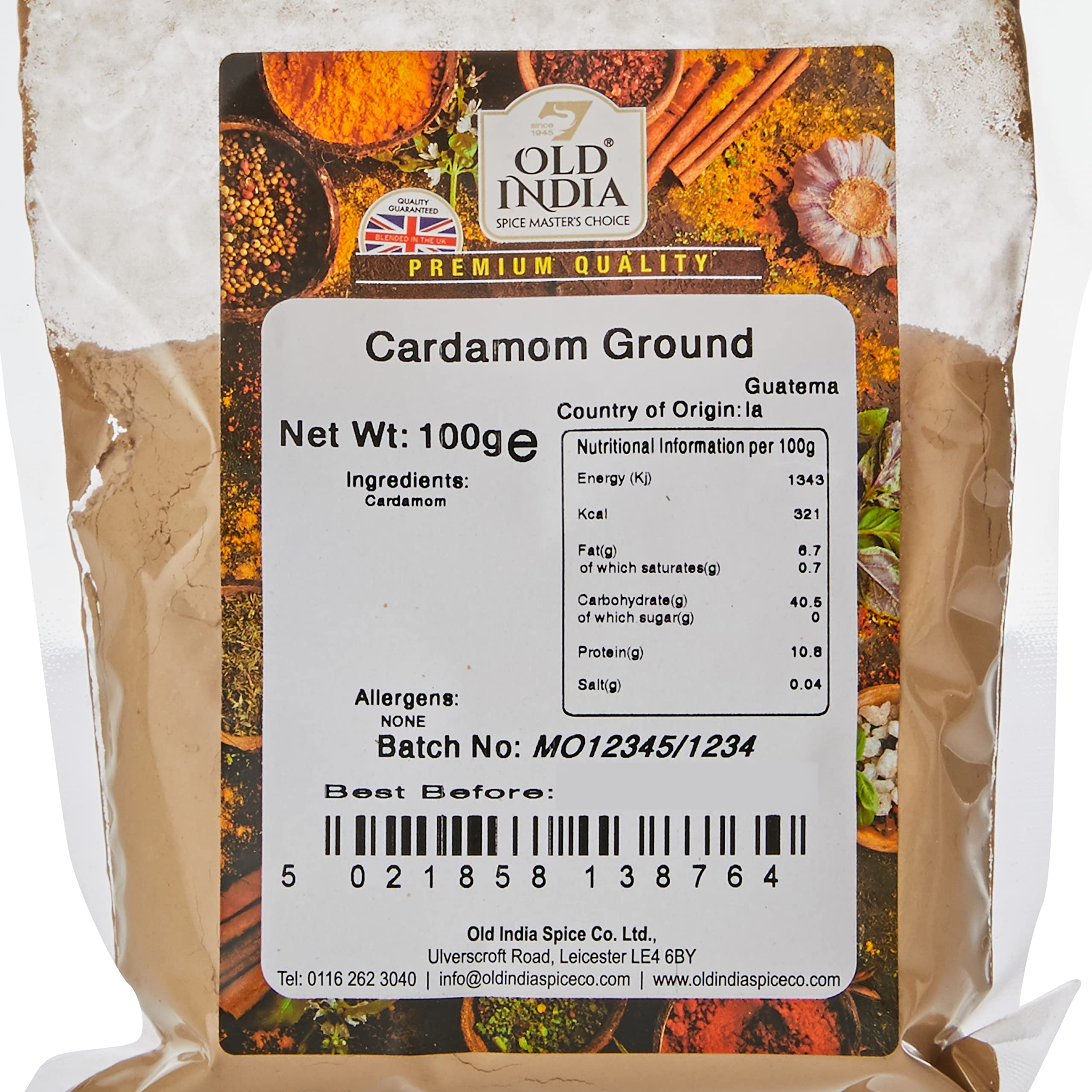 Old India Ground Cardamom Powder - 100g Natural & Additive Free Spice