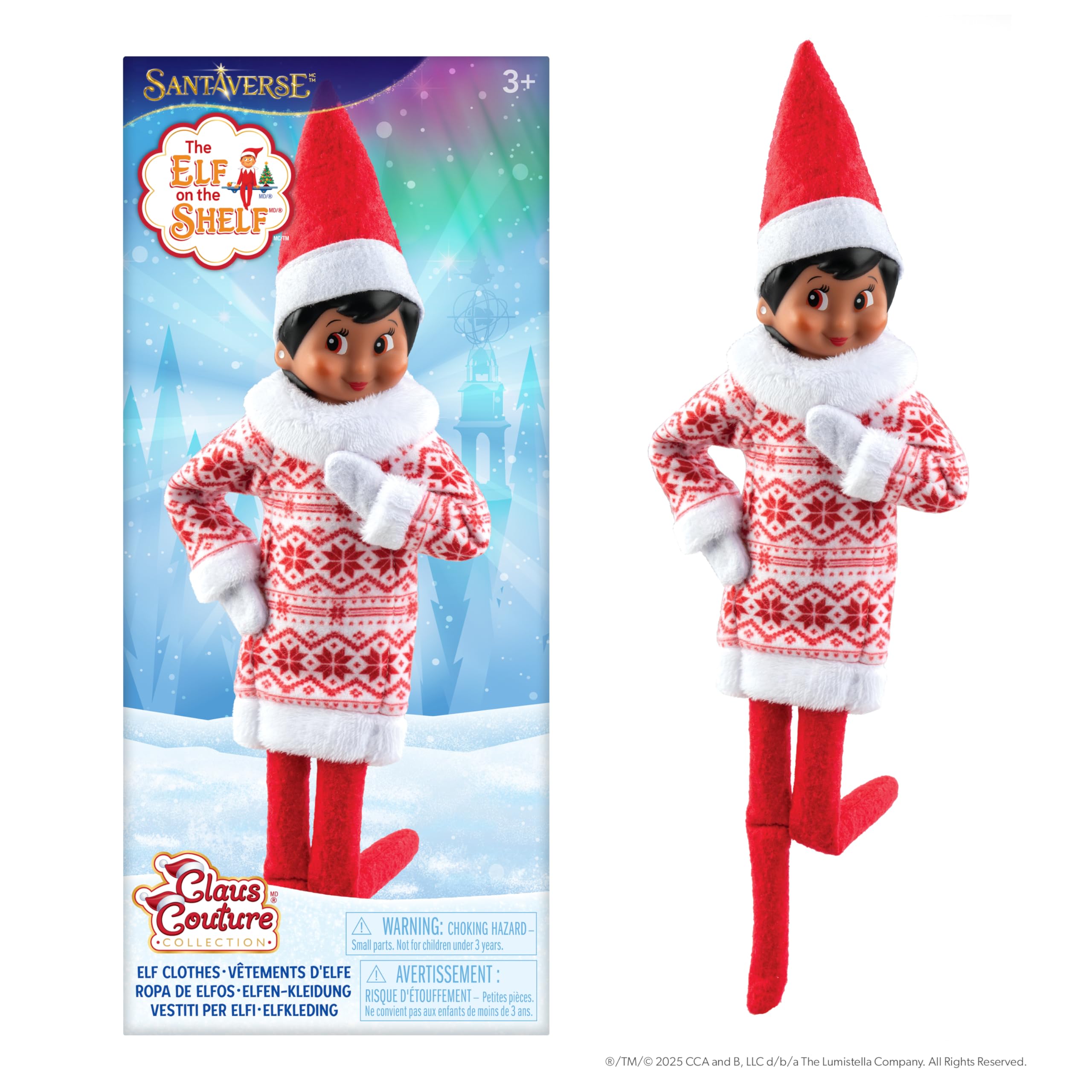 The Elf on the Shelf Claus Couture Sweater Dress - Festive Fair Isle Design for Scout Elves