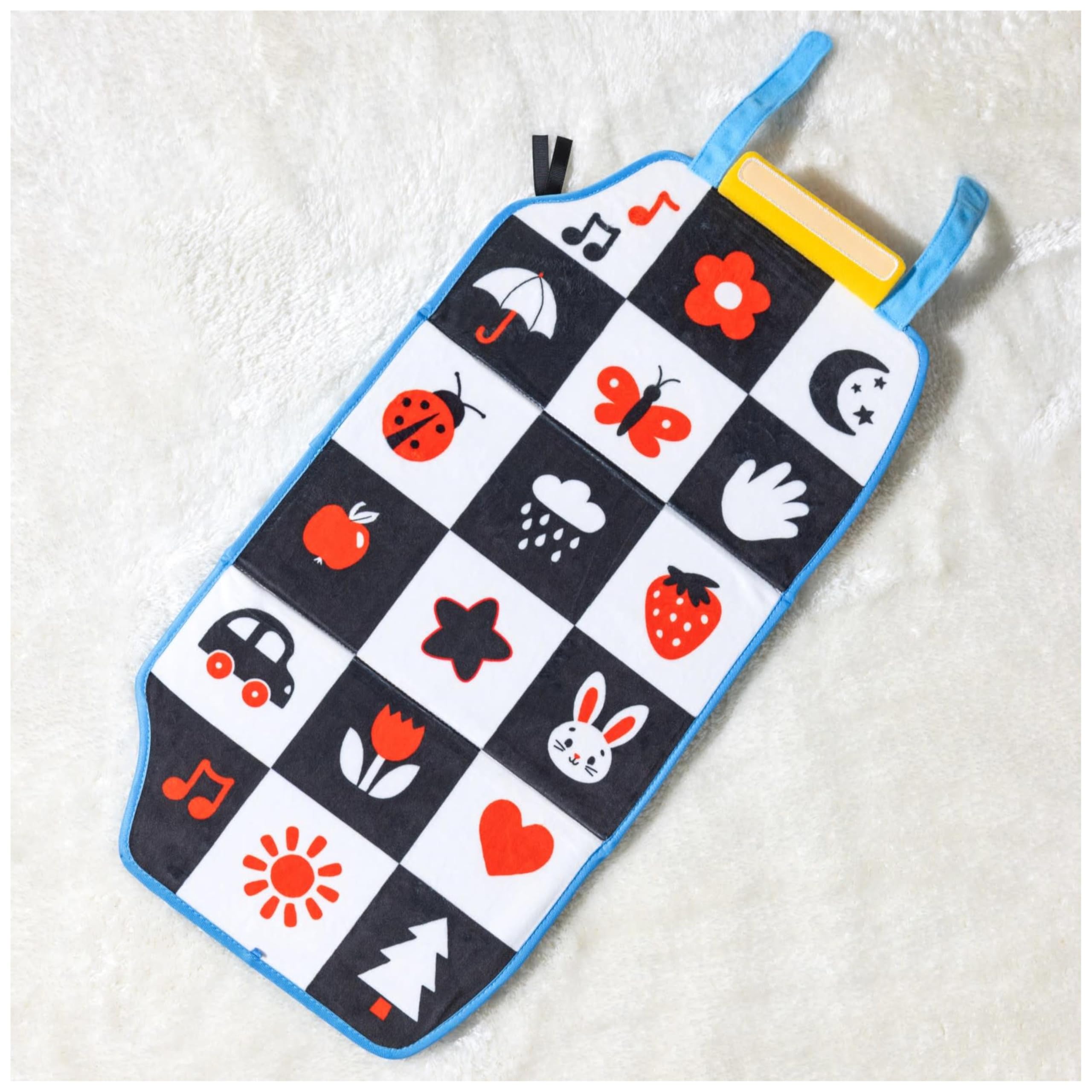 Ms. Rachel Tummy Time Activity Bus - Soft Folding Play Mat with Mirror & Textures for Sensory Development 7