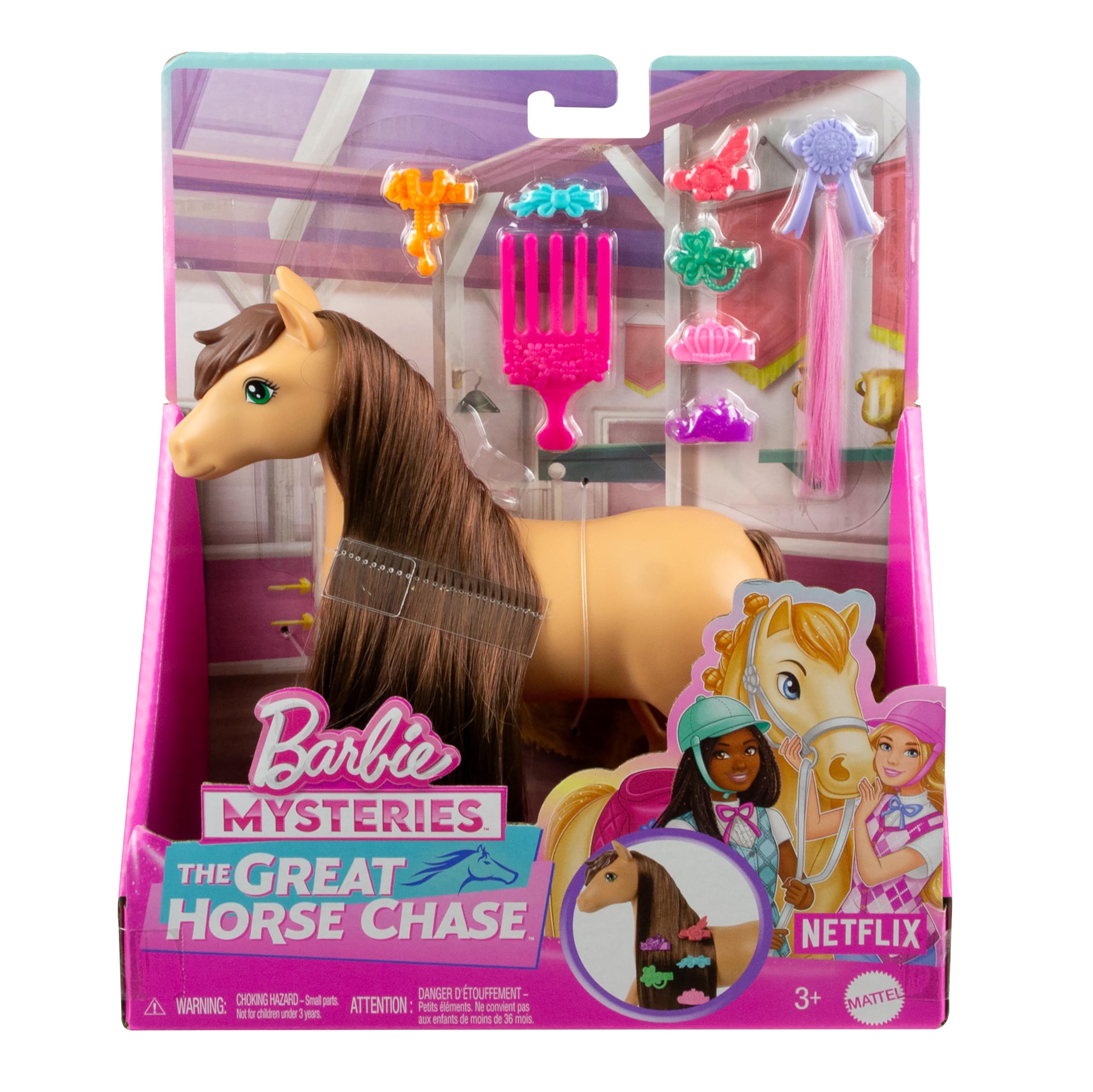 Barbie Horse & Accessories - Extra-Long Mane for Styling Fun (Pepper), Ages 3+ 5