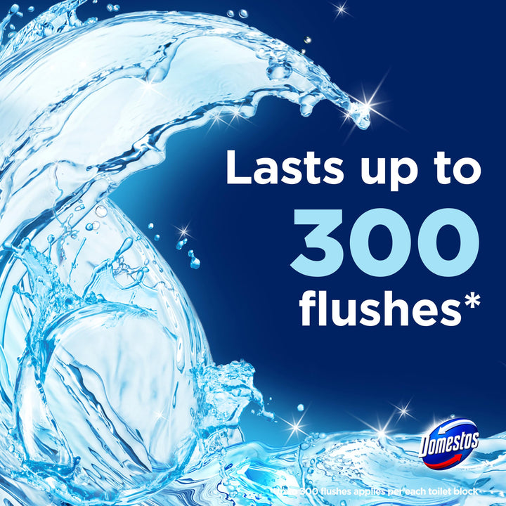 Domestos Power 5 Ocean Toilet Rim Blocks 2x 50 g - Long-Lasting Toilet Freshener with 5 Benefits
