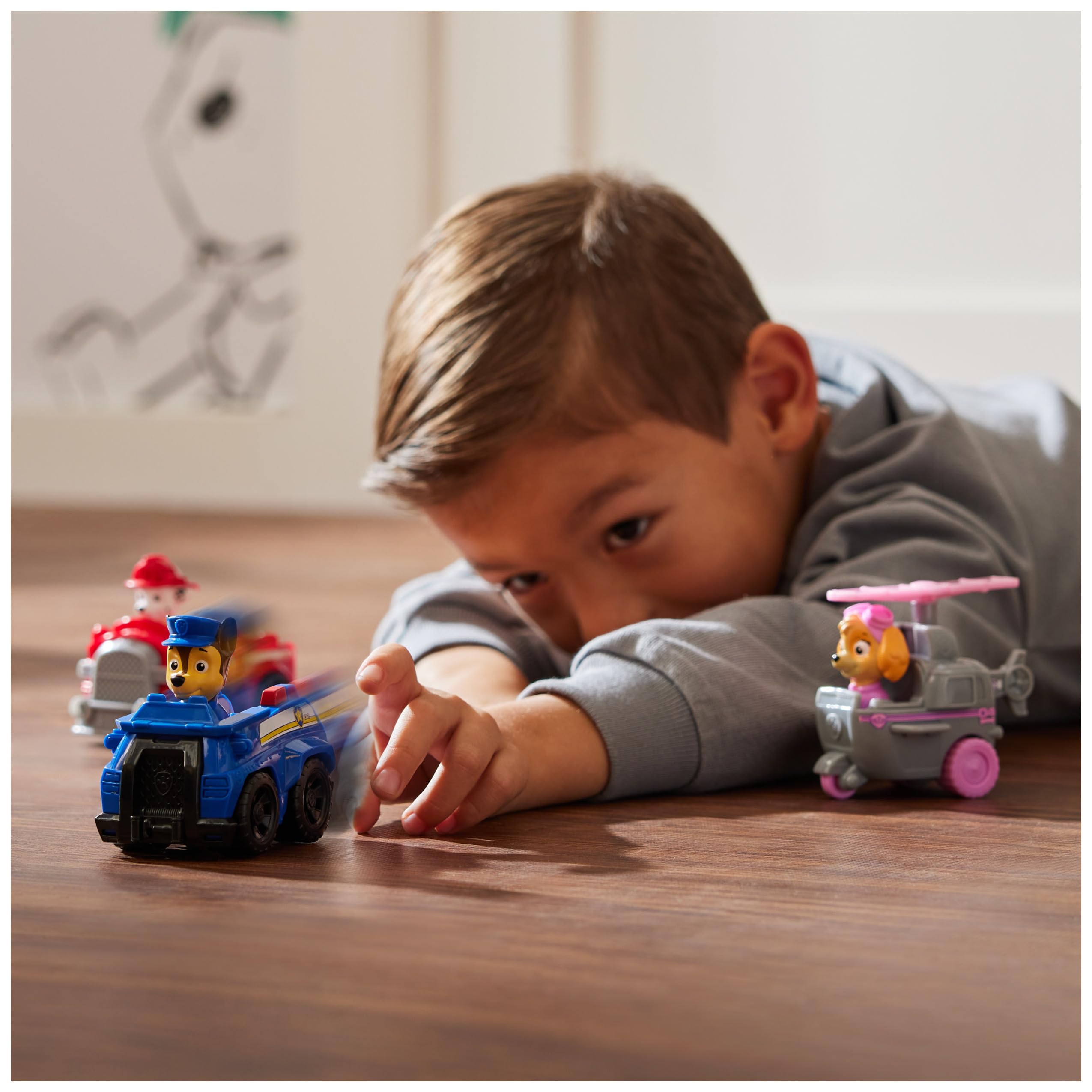 Paw Patrol Deluxe Rescue Racers Triple Pack (Chase, Marshall, Skye) | Pull-Back Action | Ages 3-9 6