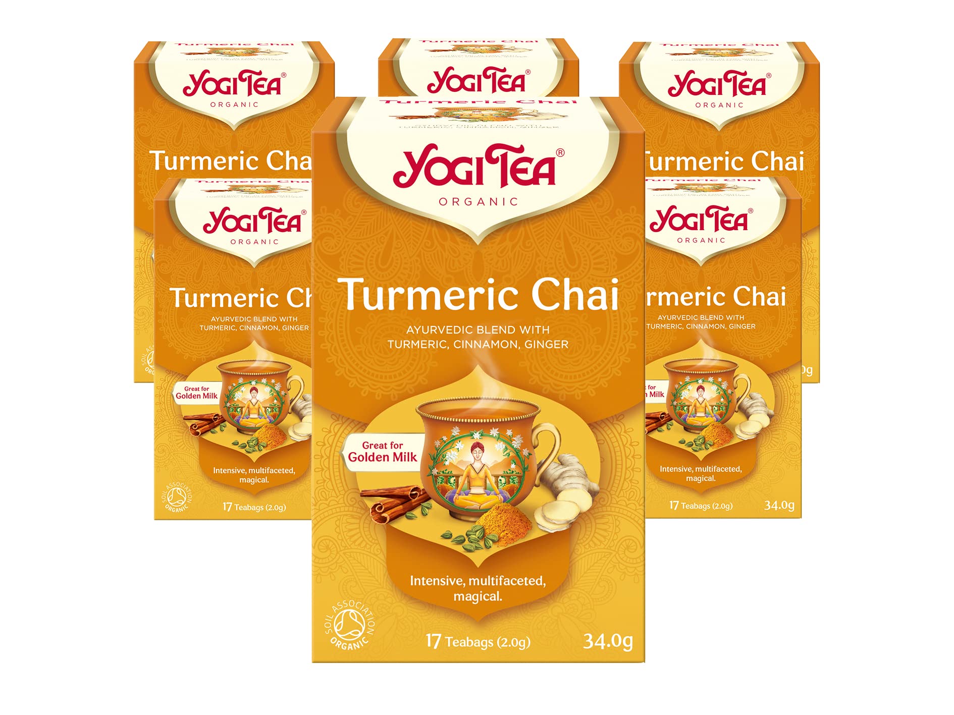 YOGI TEA Turmeric Chai Organic Herbal Tea for Golden Milk | 17 Count (Pack of 6) 1