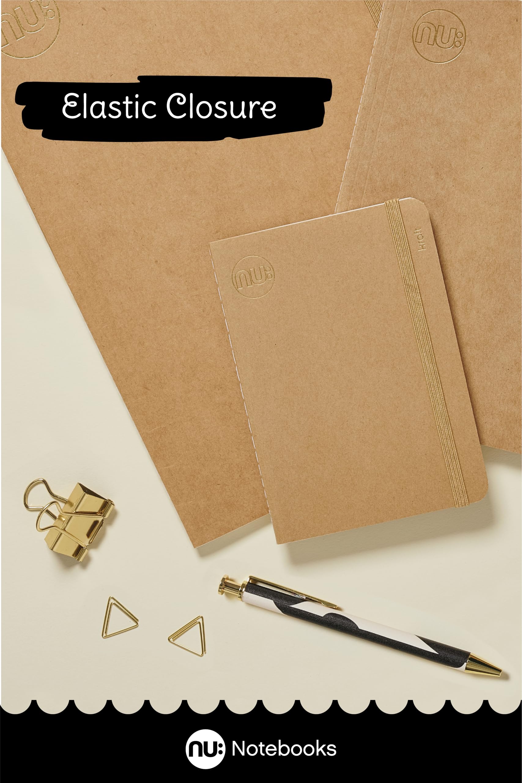 nu: Kraft Range A6 Stitched Spine Memo Book - Manilla Card Cover, 120 Pages, Pack of 3 5