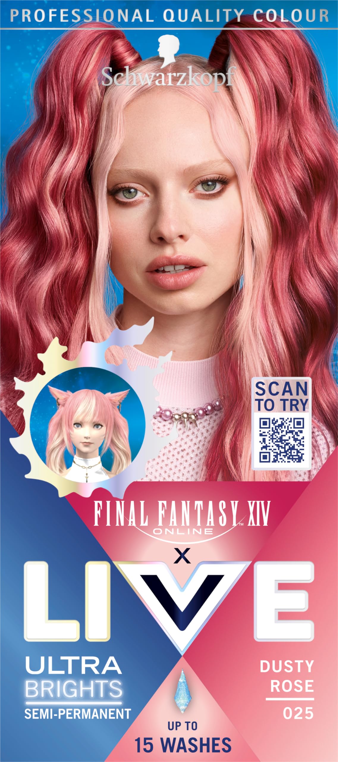 Schwarzkopf LIVE Ultra Brights or Pastels - Dusty Rose 025 Semi-Permanent Hair Colour (50ml)