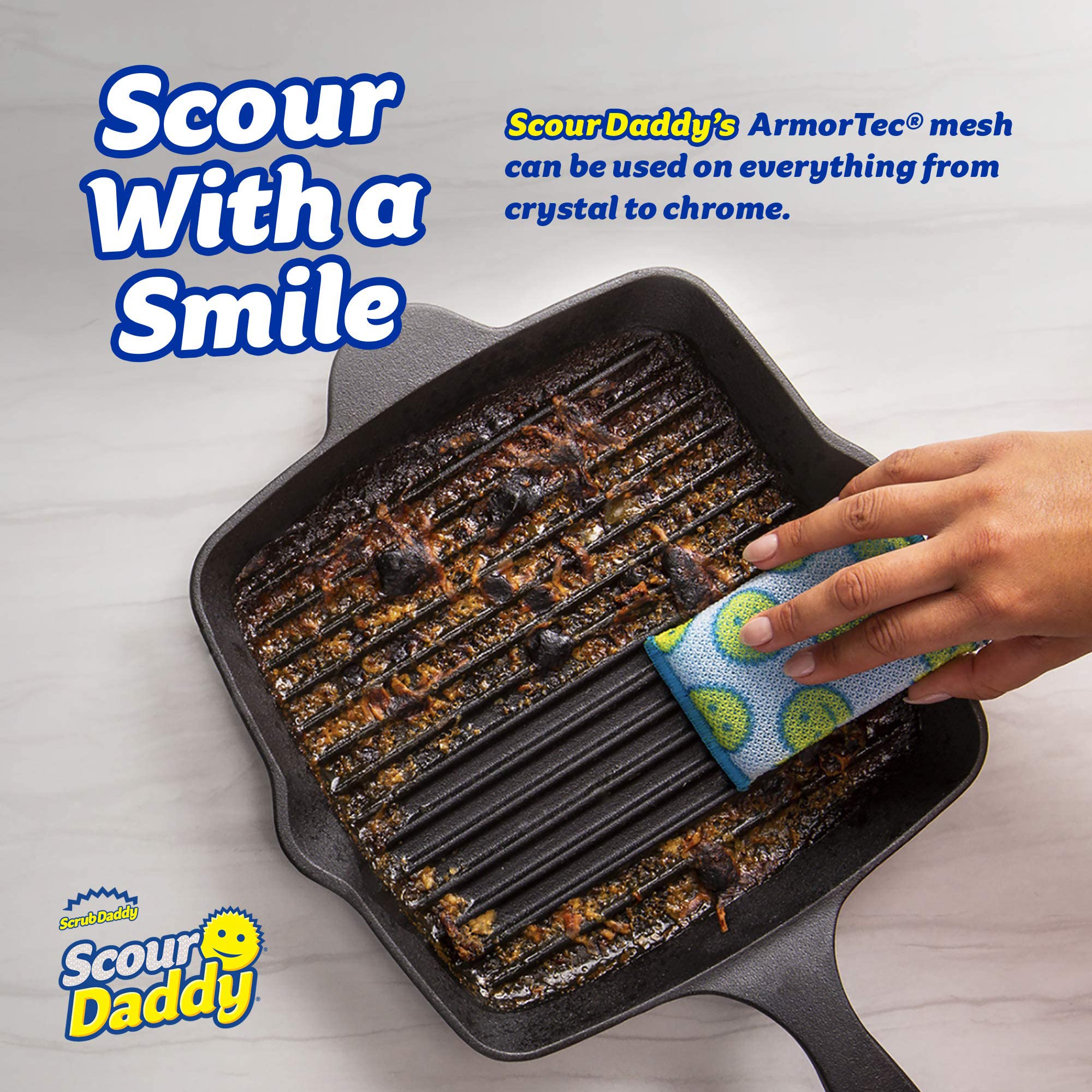 Scrub Daddy Scour Daddy - 3 Count Pack | Scratch-Free Scouring | Heat-Treated Mesh 2