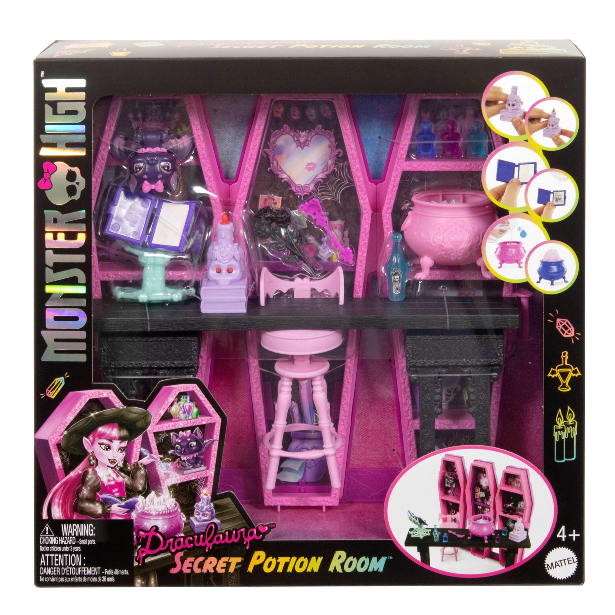 Draculaura Secret Potion Room Playset - Monster High Magical Potion Play for Kids 4+ 6