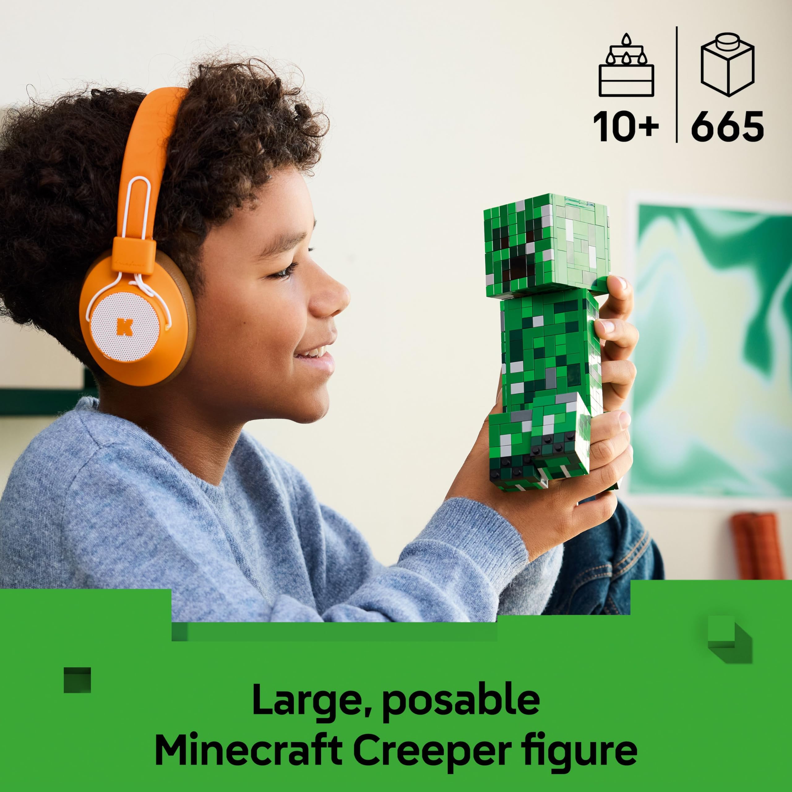 LEGO Minecraft The Creeper Toy - Posable Mob Figure with Hidden Compartment | Model 21276