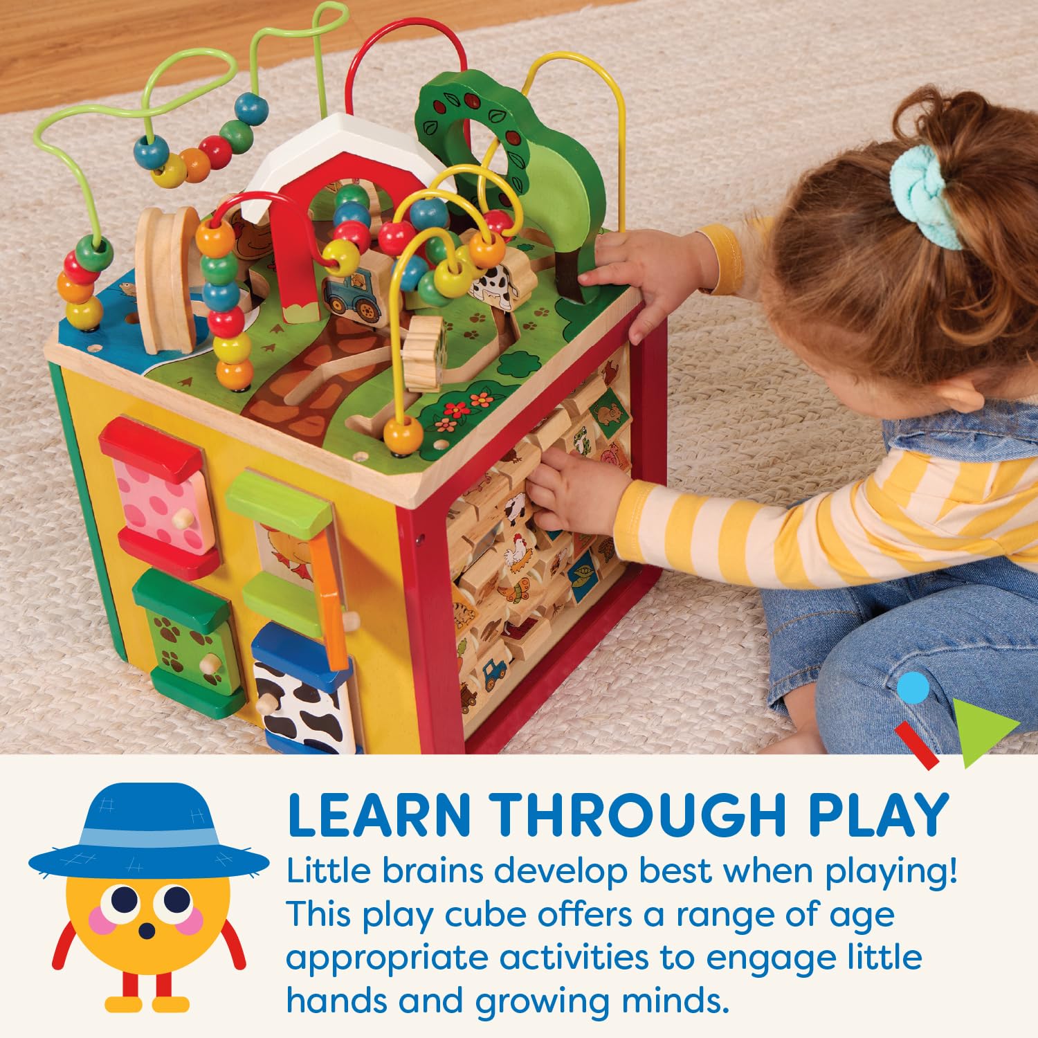 Battat Wooden Activity Cube with Farm Theme | 5 Sides of Fun | Ages 1+ 6