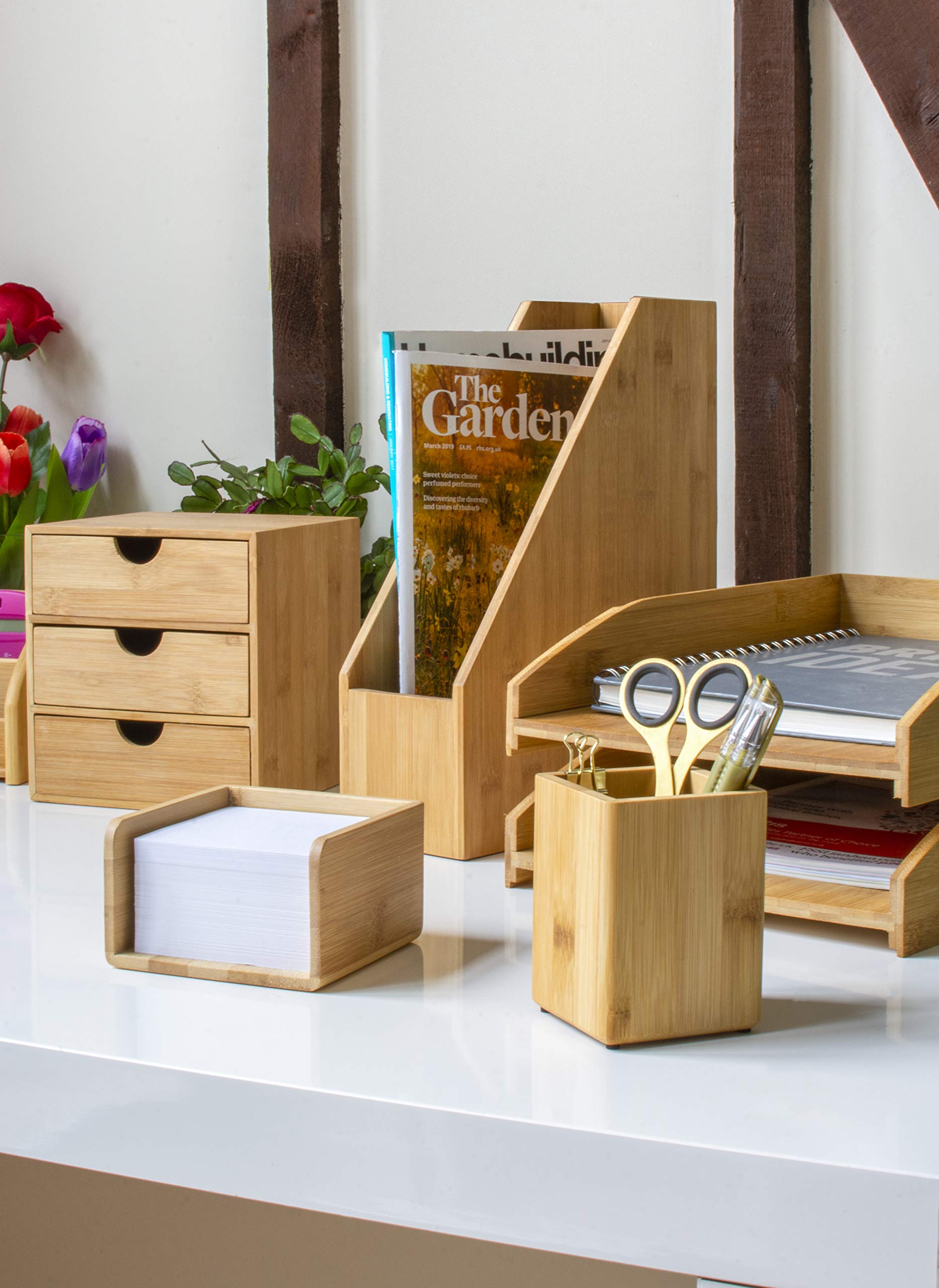 Osco MOSO Bamboo Square Pen Pot - Durable Eco-friendly Desk Organiser | H 10.2cm 7