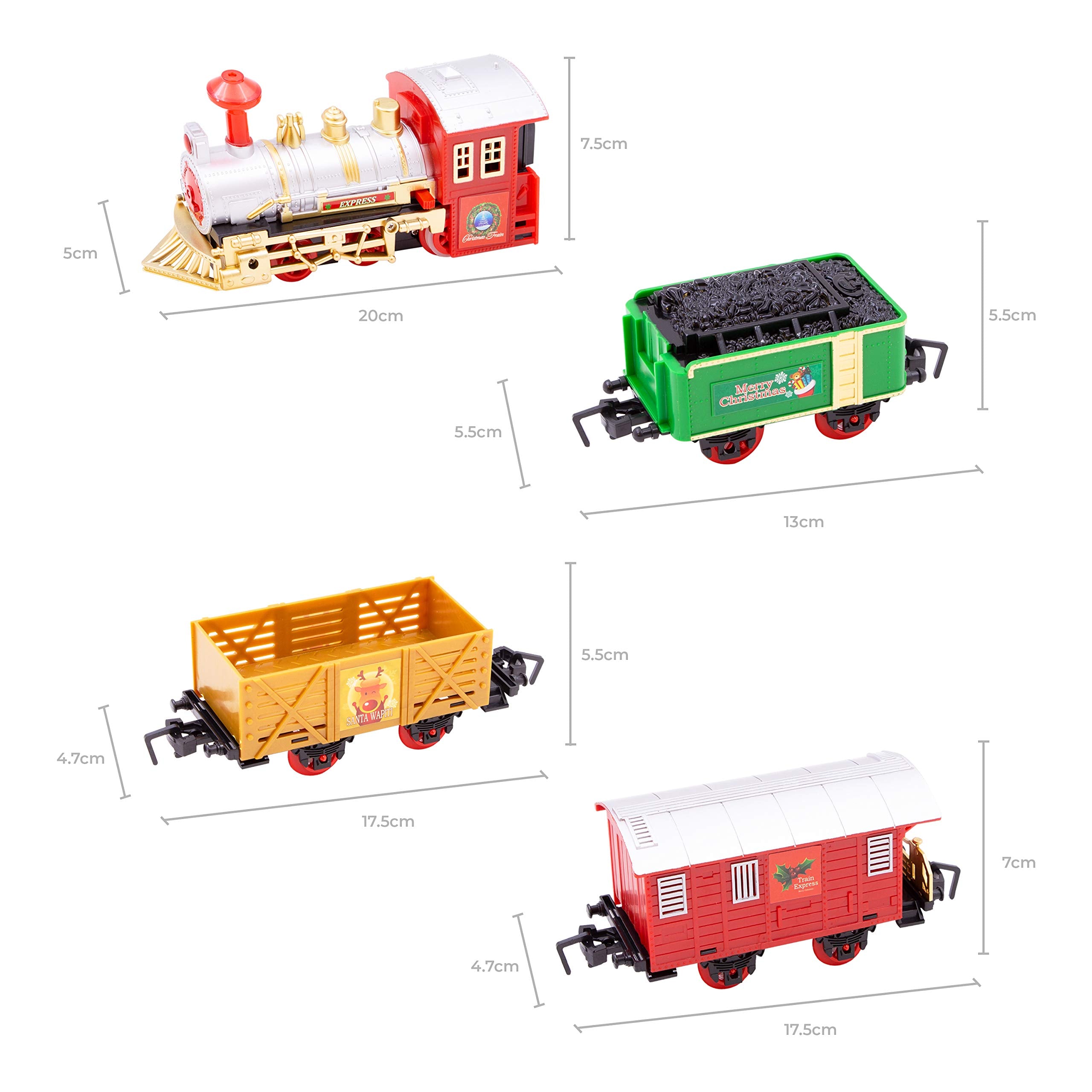 The Christmas Workshop Christmas Train Set - 14-Piece Festive Playset with Lights & Sounds 4