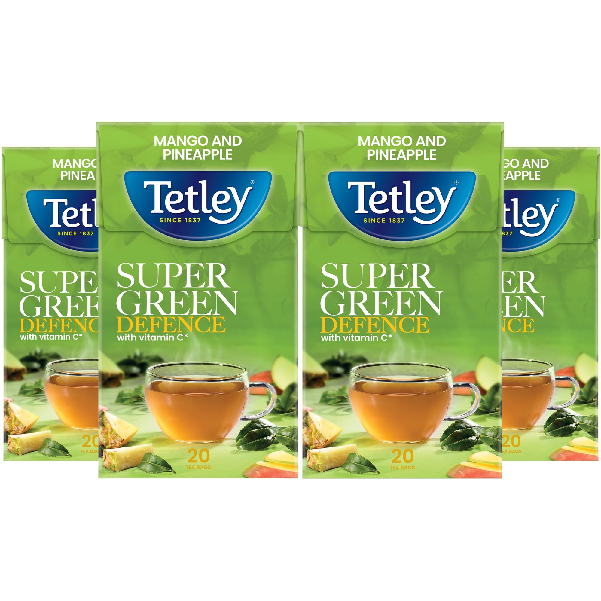 Tetley Super Green Tea Immune Tropical Teabags - 20 Count | Vitamin C Added