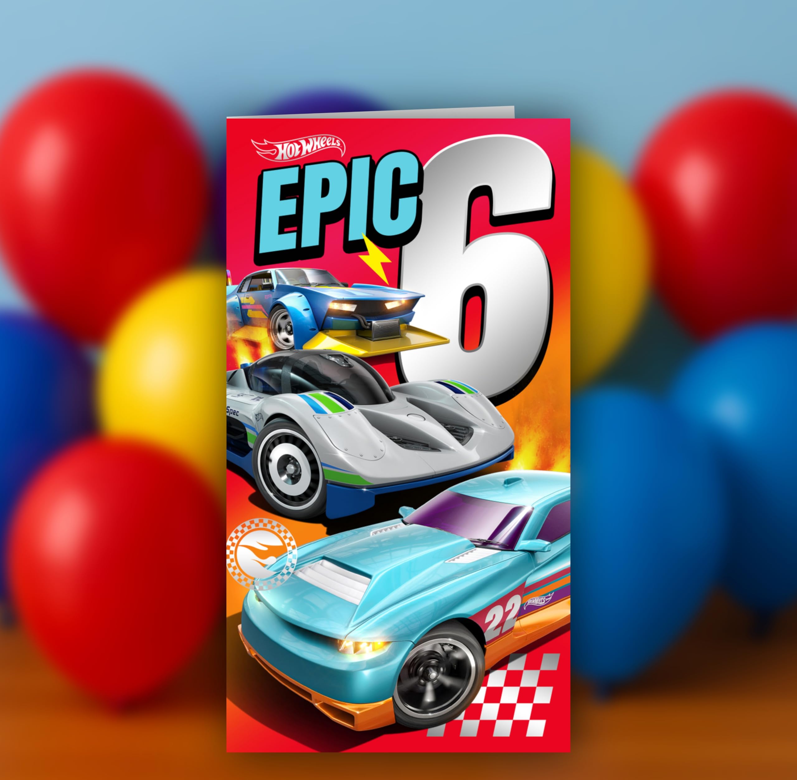 Danilo Promotions LTD Hot Wheels Birthday Card for Age 6 | Premium Card Stock | 22.86 cm x 12.7 cm 3