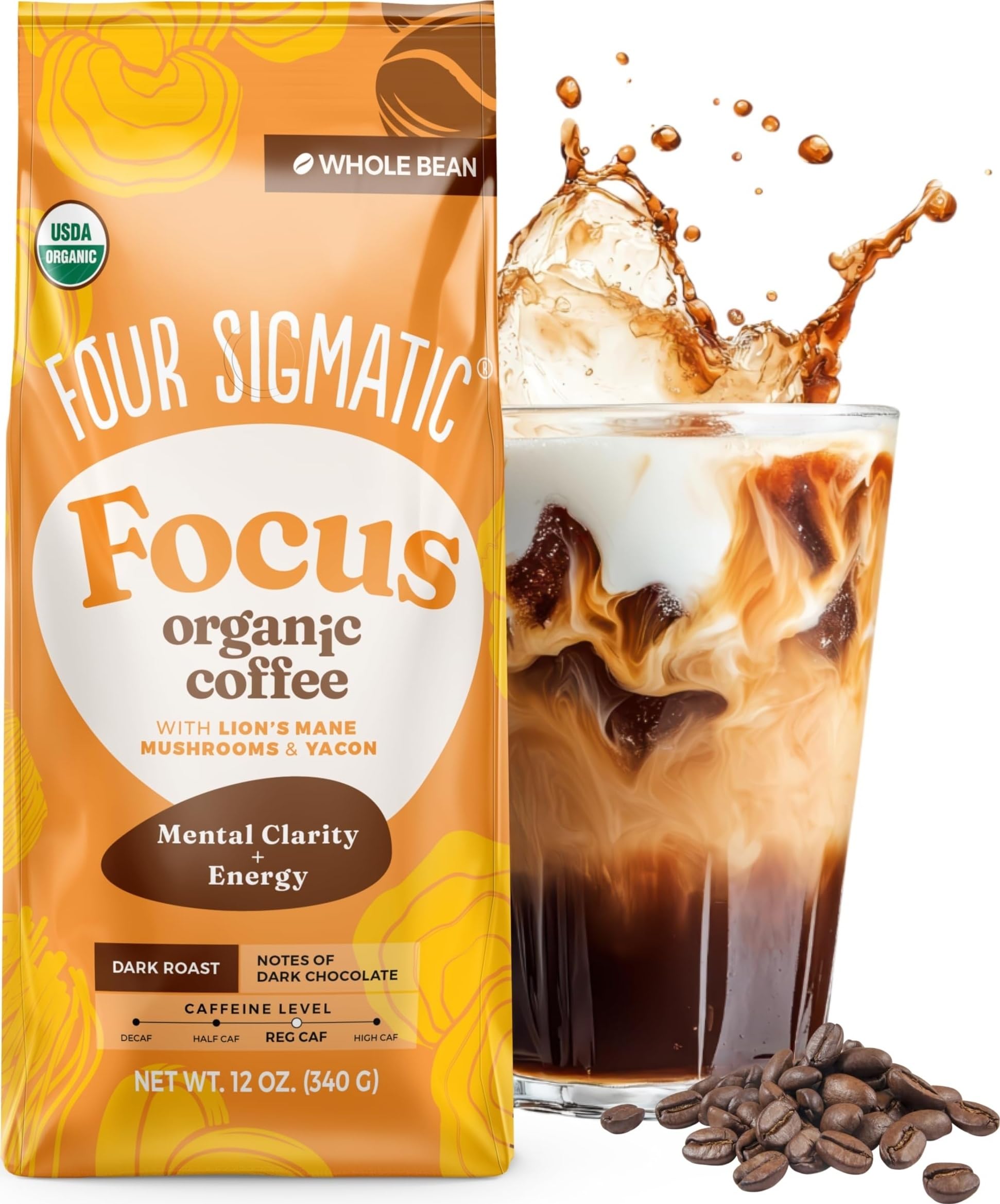 Four Sigmatic Dark Roast Whole Bean Coffee with Lion's Mane & Chaga - 340g 1