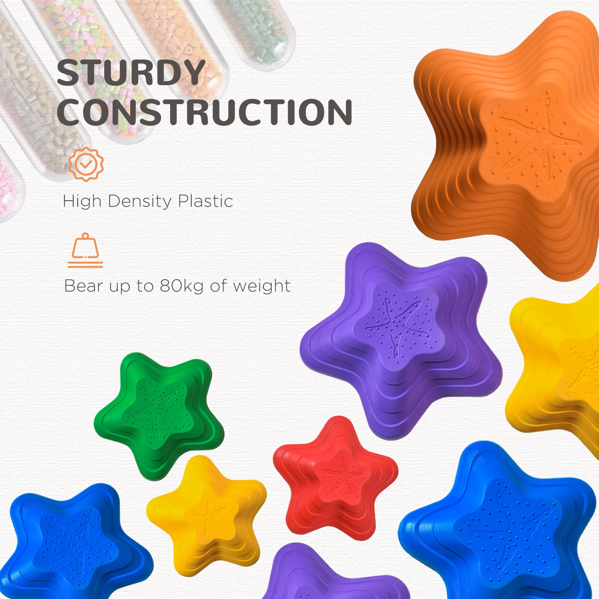 Outsunny Balance Stepping Stones Kids - 6-Piece Starfish Style Non-Slip Outdoor Play Set 9