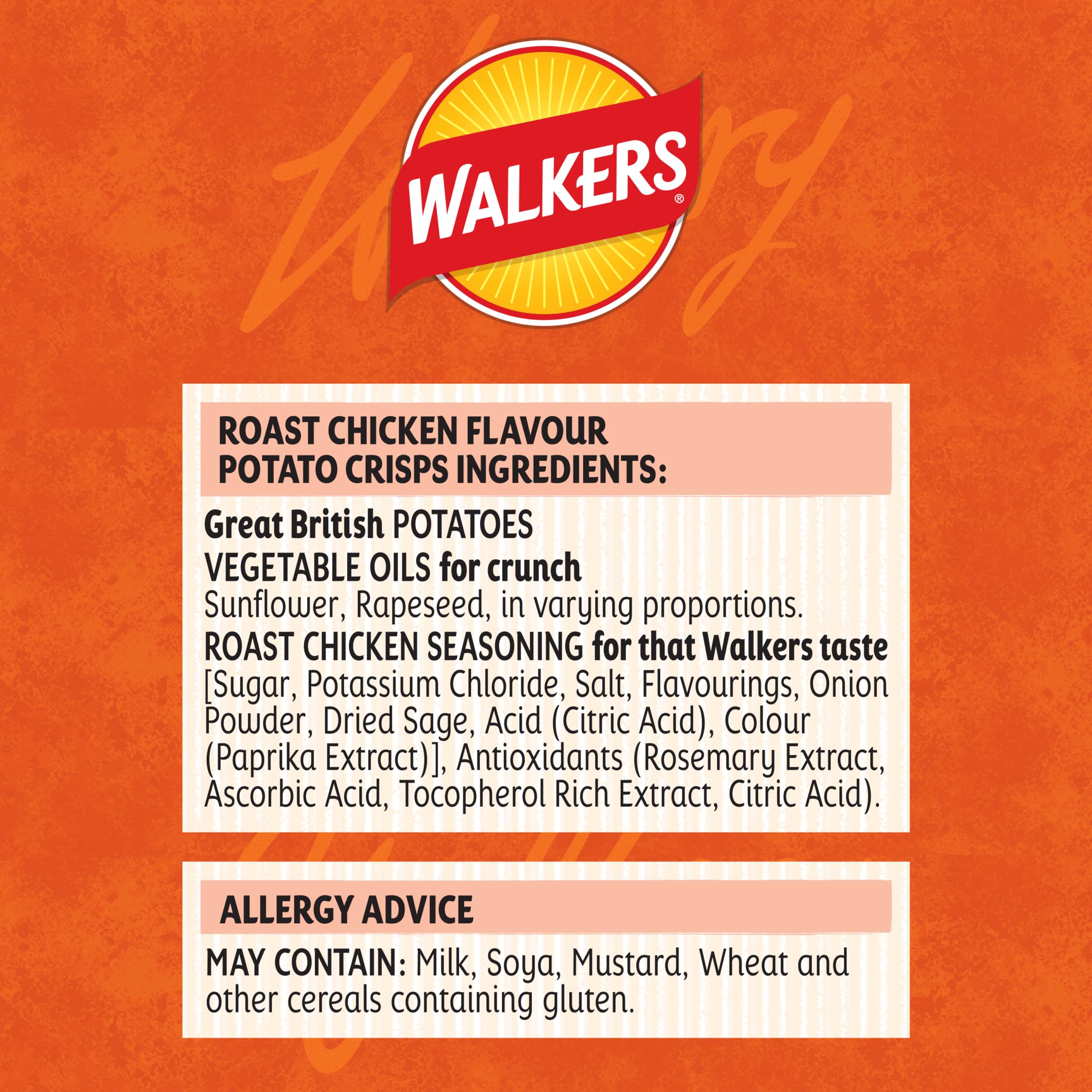 Walkers Roast Chicken Crisps Multipack | 32 x 45g Bags | Made with 100% British Potatoes 2