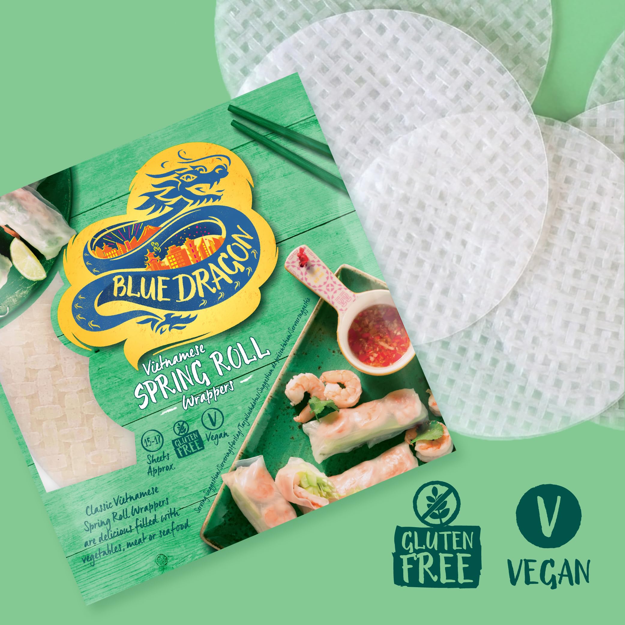 Blue Dragon Spring Roll Wrappers - Vegan & Gluten-Free Rice Paper, 134g 5